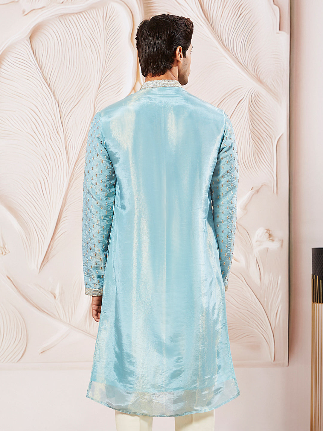 Men's Aqua Tissue Silk Kurta