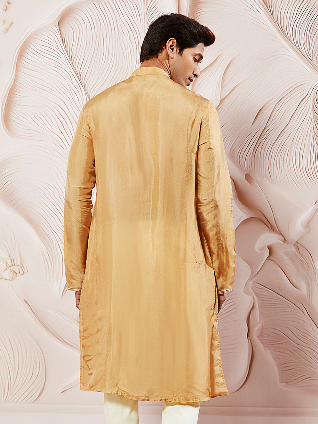 Men's Gold Tissue Silk Kurta