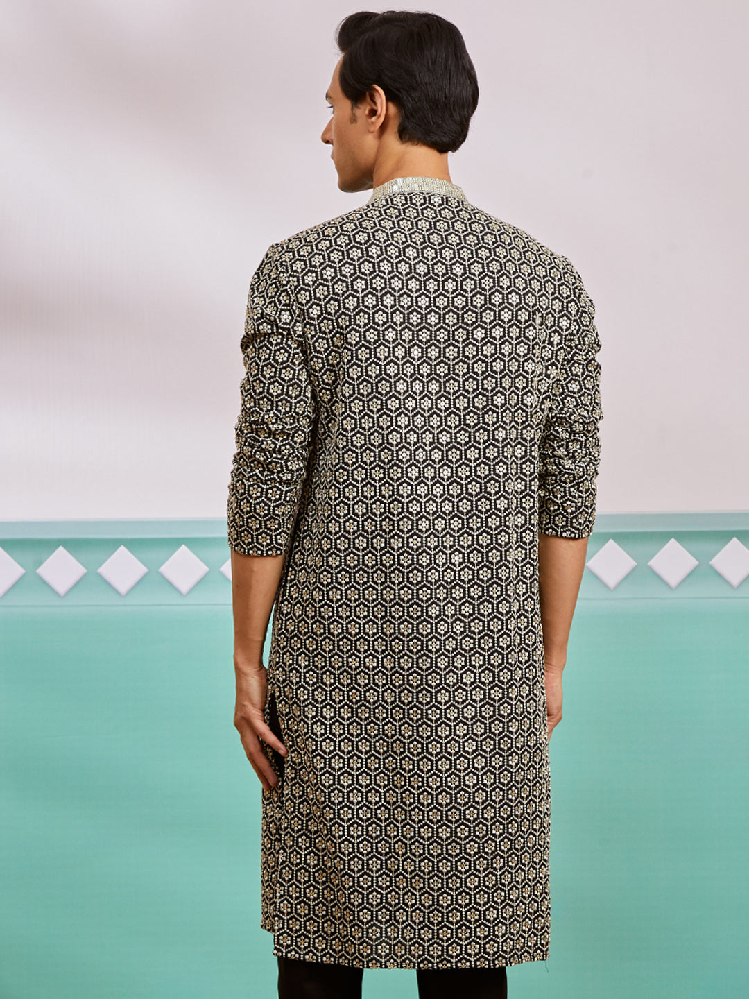 Men's Black Rayon Kurta