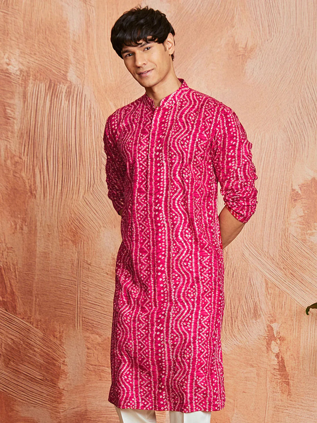 Men's Pink Rayon Kurta
