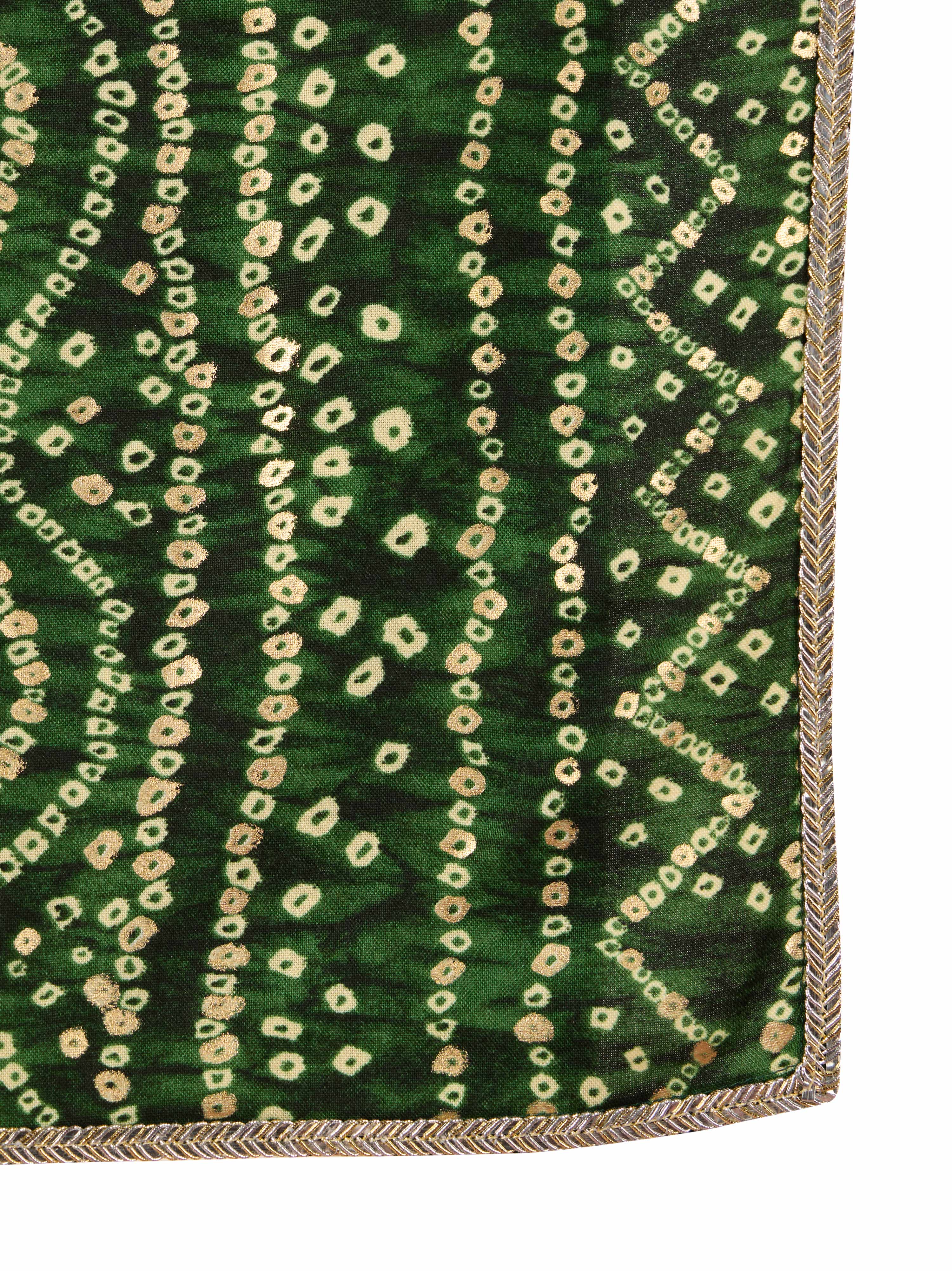 Men's Green Bandhni Foil Print Rayon Kurta with Cream Pyjama