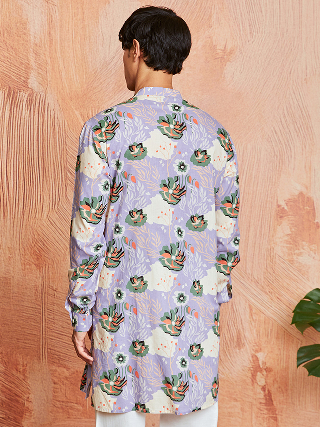 Men's Lavender Cotton Kurta