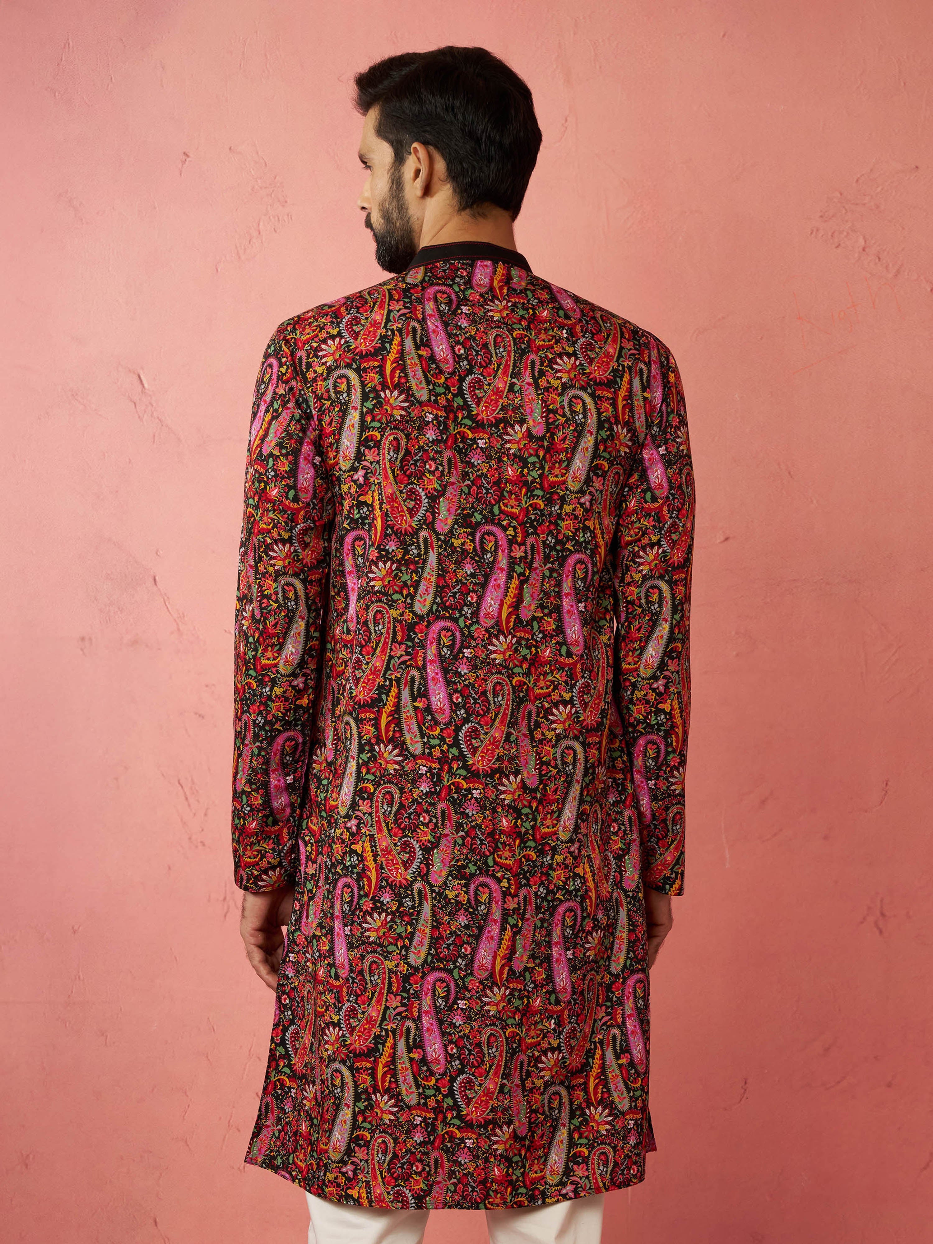 Men's Black Crepe Kurta