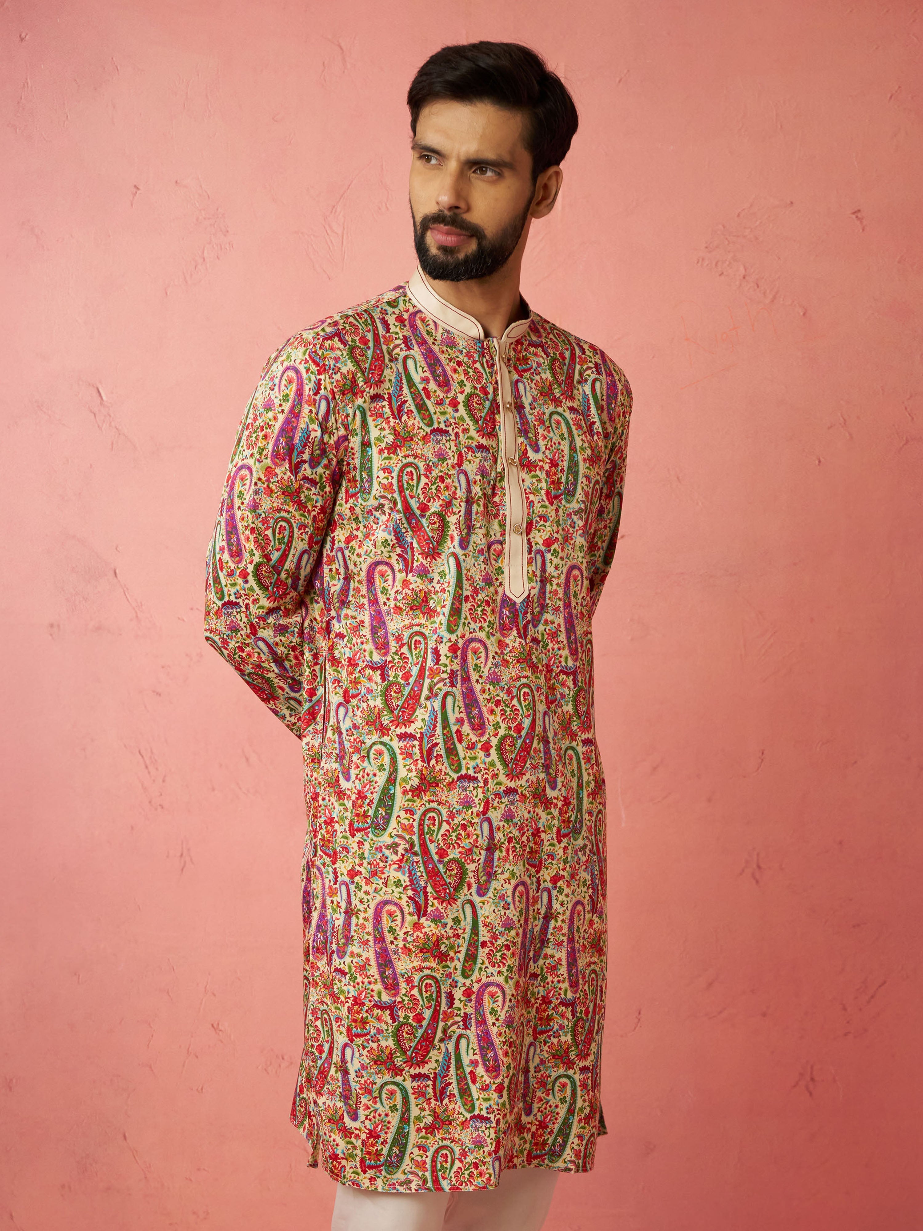 Men's Cream Crepe Kurta