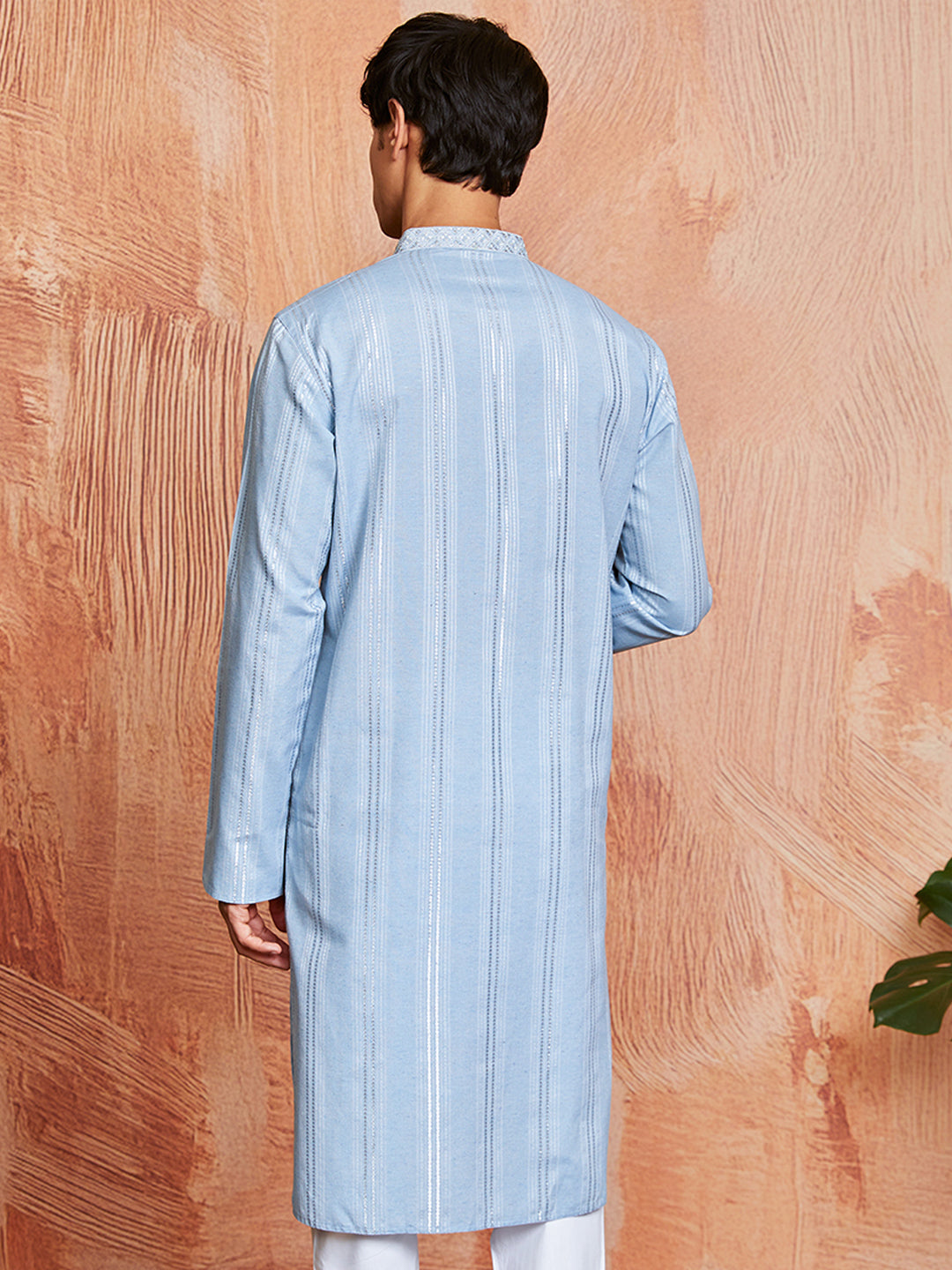 Men's Sky Blue Silk Blend Kurta