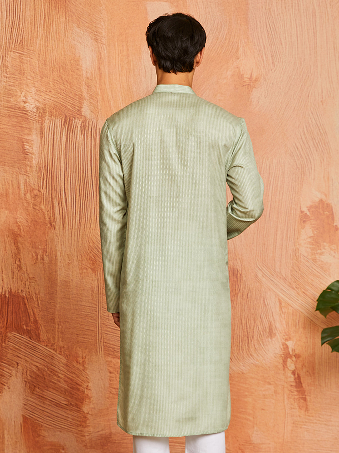 Men's Green Cotton Blend Kurta