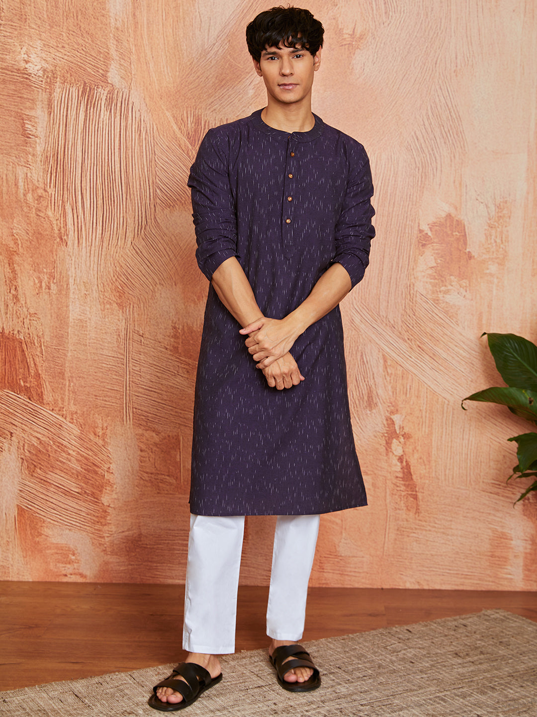 Men's Purple Cotton Kurta
