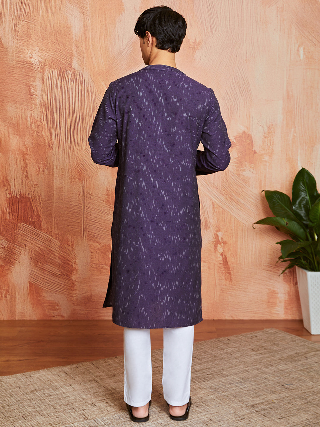 Men's Purple Cotton Kurta And Pyjama Set