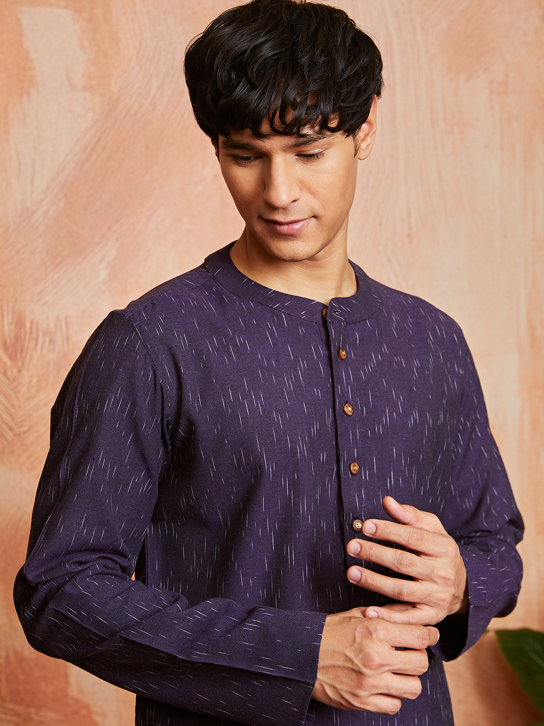 Men's Purple Cotton Kurta And Pyjama Set