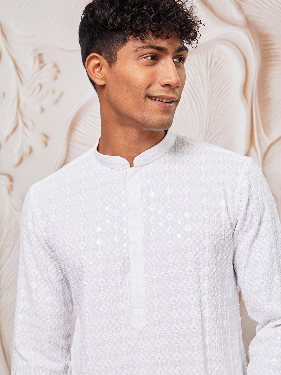 Men's White Rayon Kurta Pyjama Set