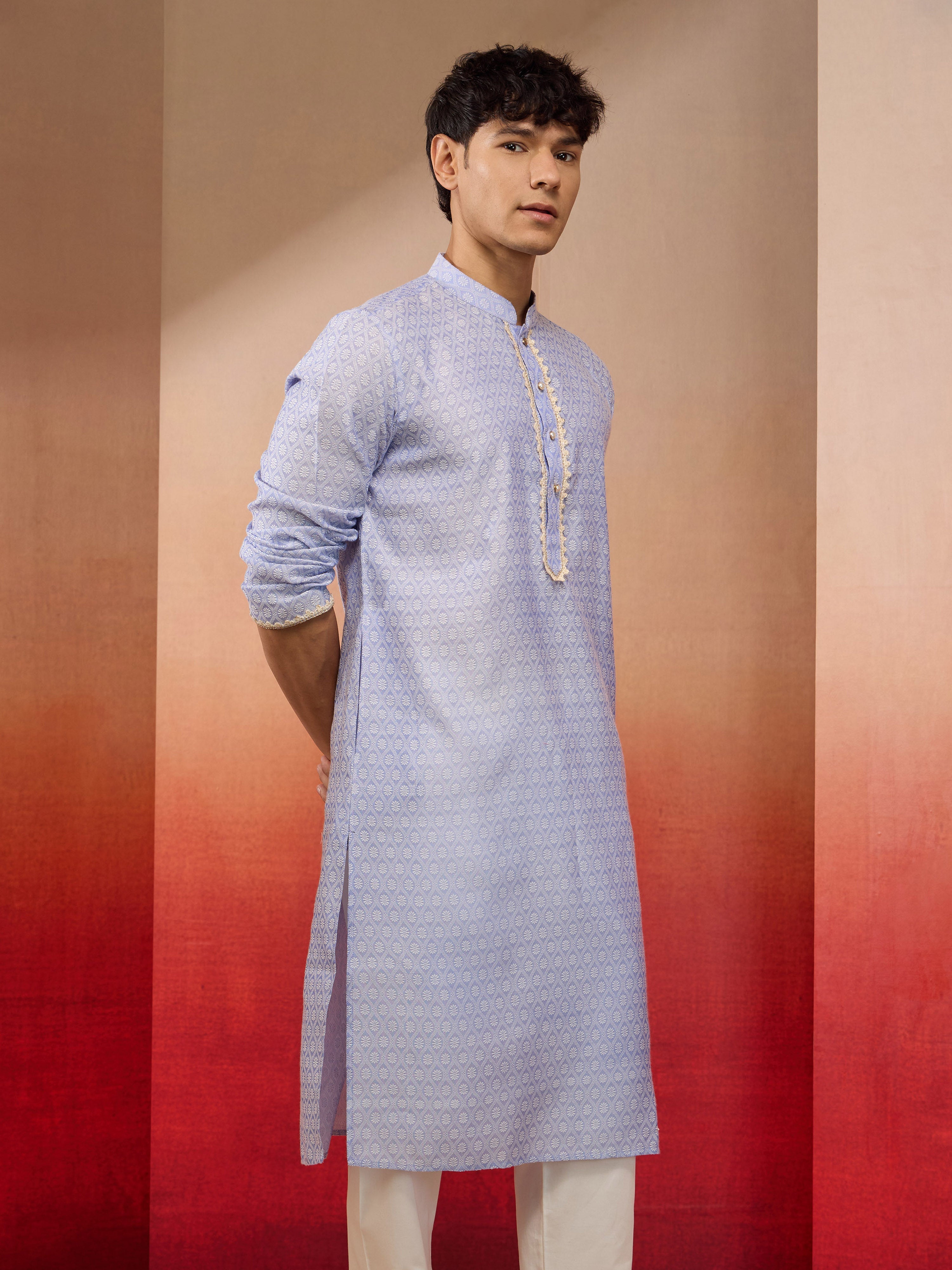 Men's Hawa Silk Jacquard Kurta