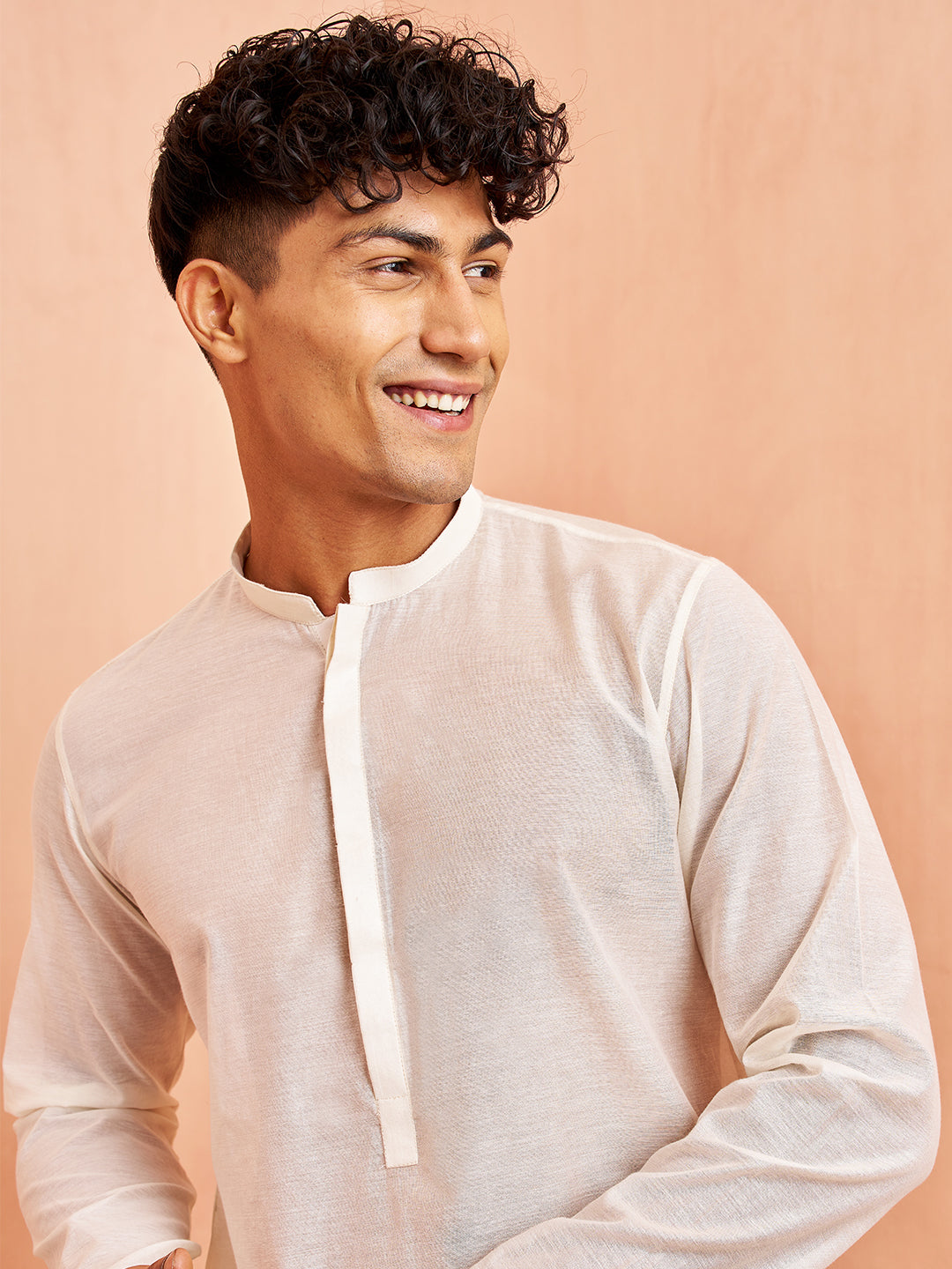 Men's Cream Chanderi Kurta Summer Wedding Wear