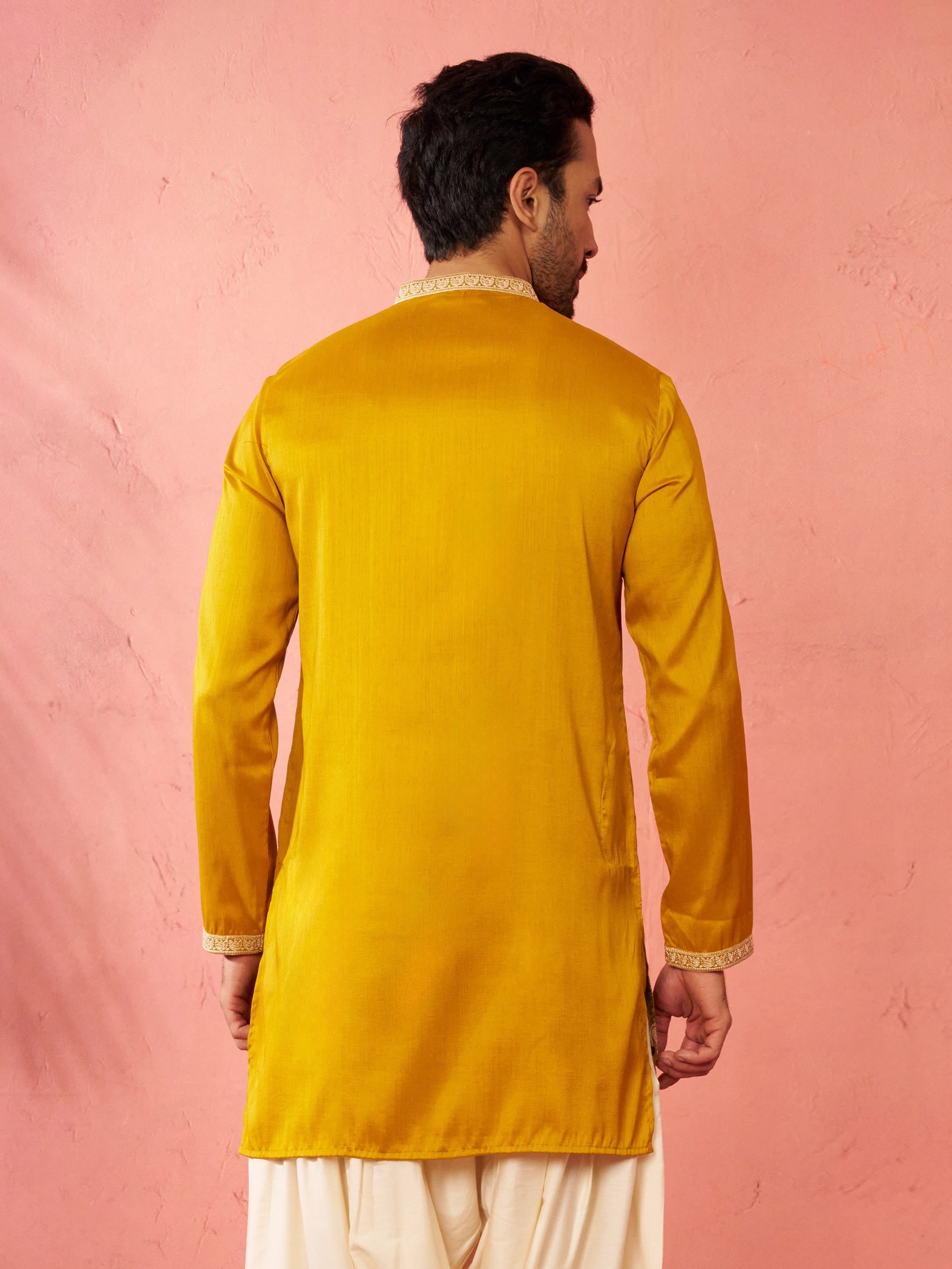 Men's Mustard Mid-Length Kurta