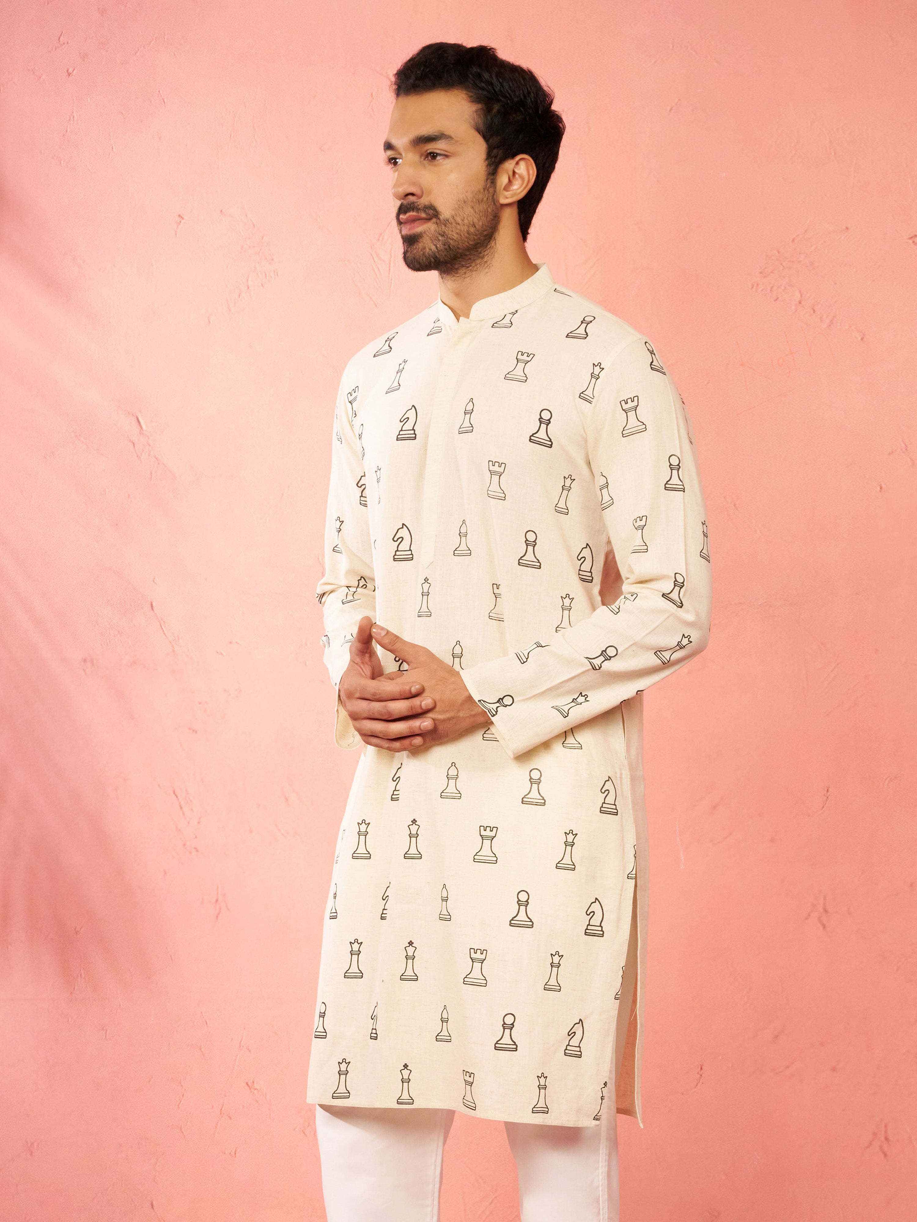 Men's Cream Cotton Kurta