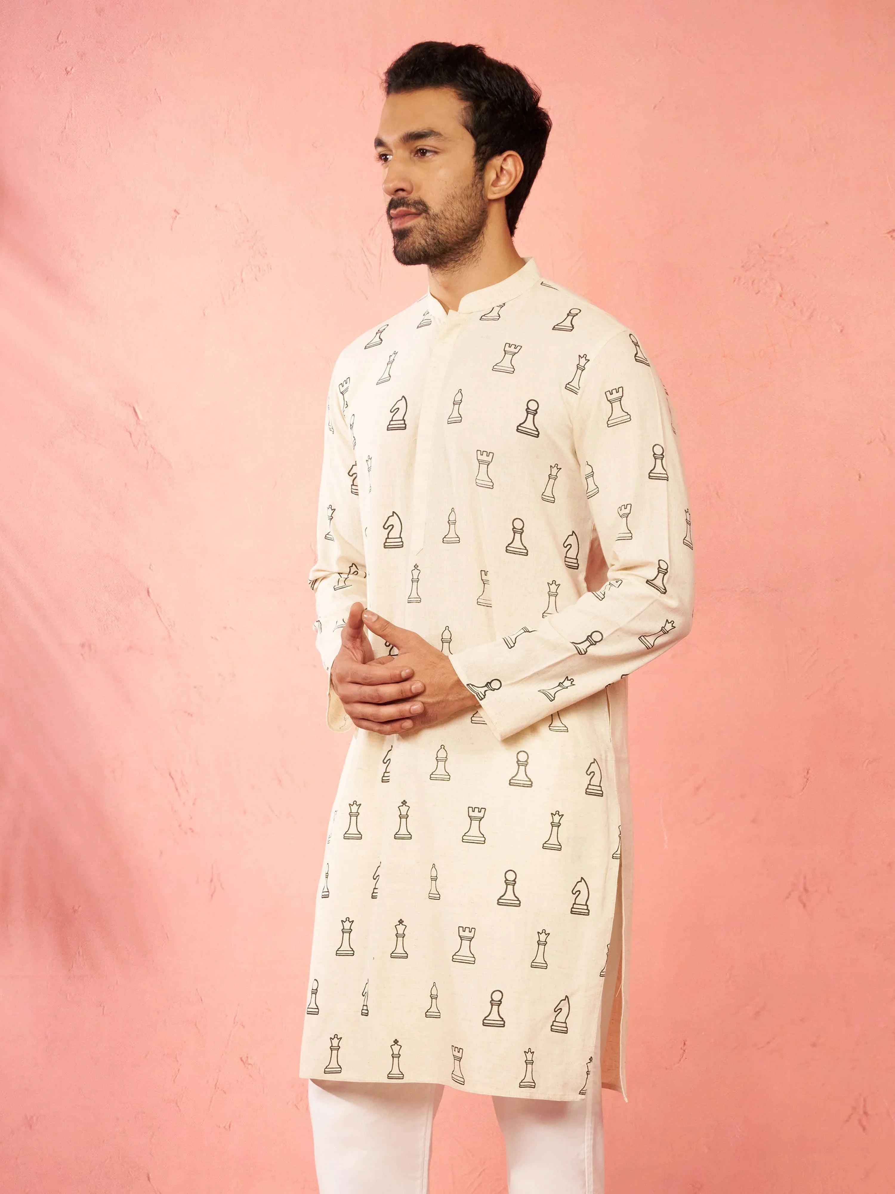 Men's Cream Cotton Kurta