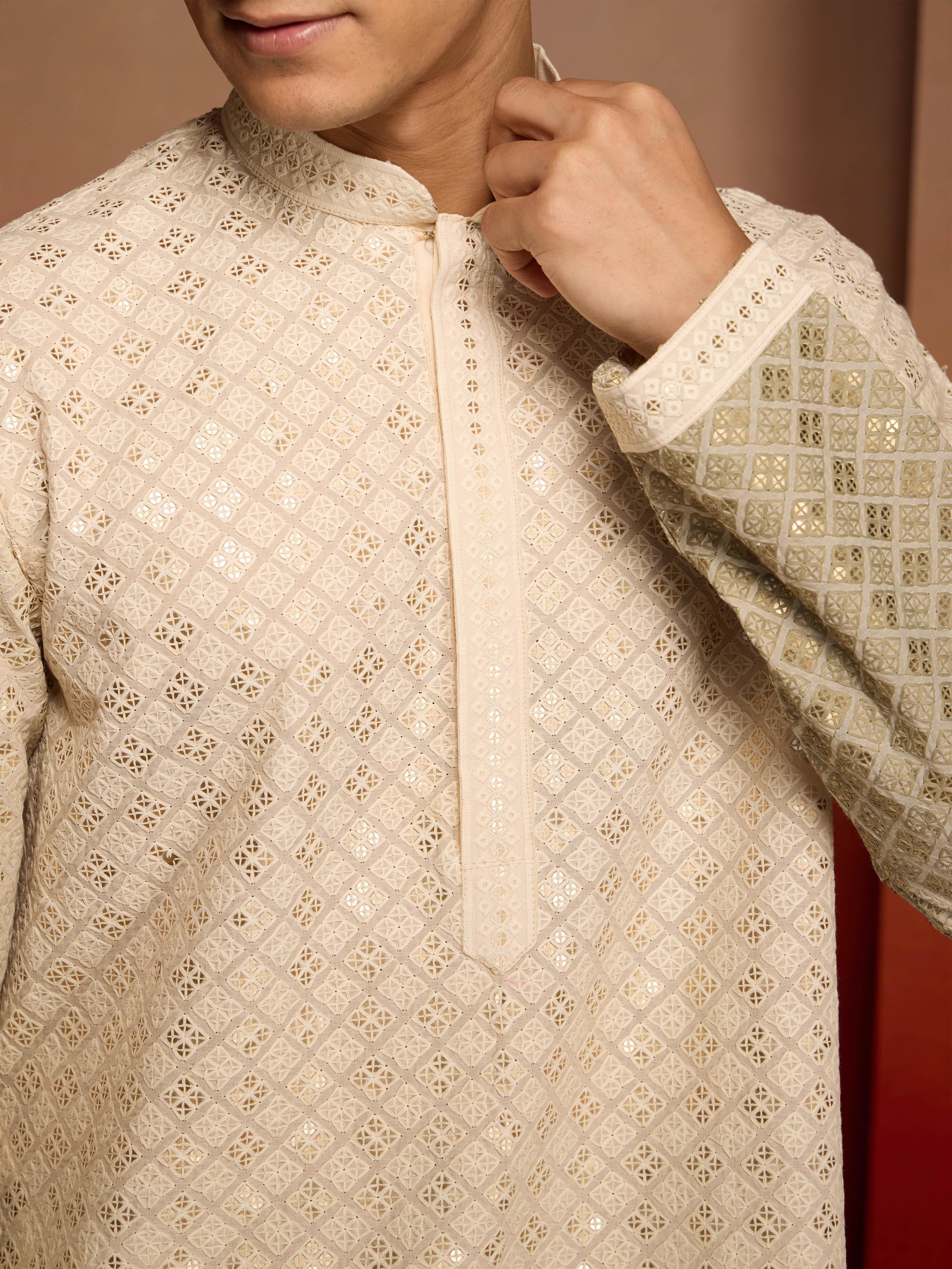 Men's Green Ombre Long Kurta