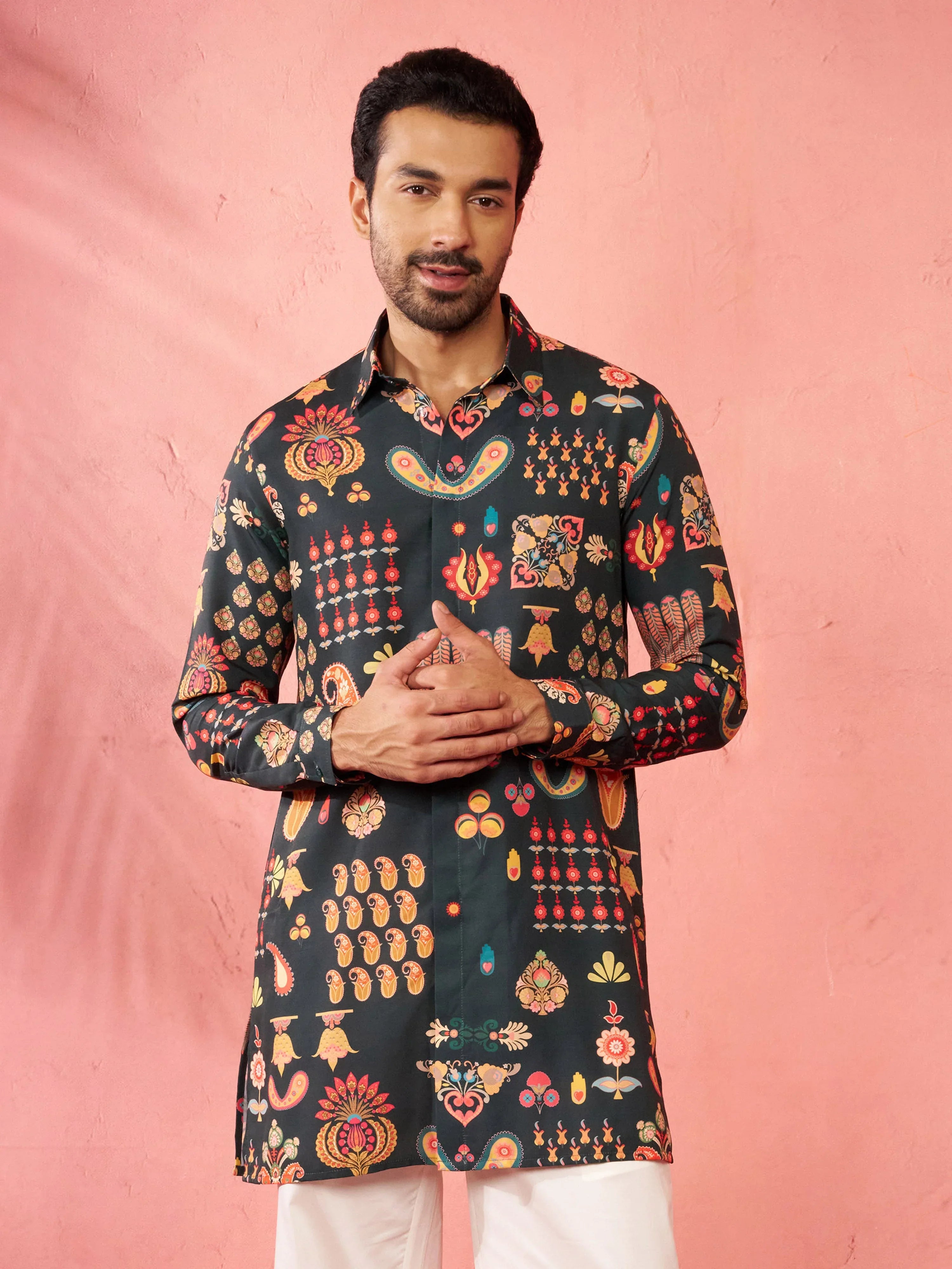 Men's Bottle Green Rayon Kurta