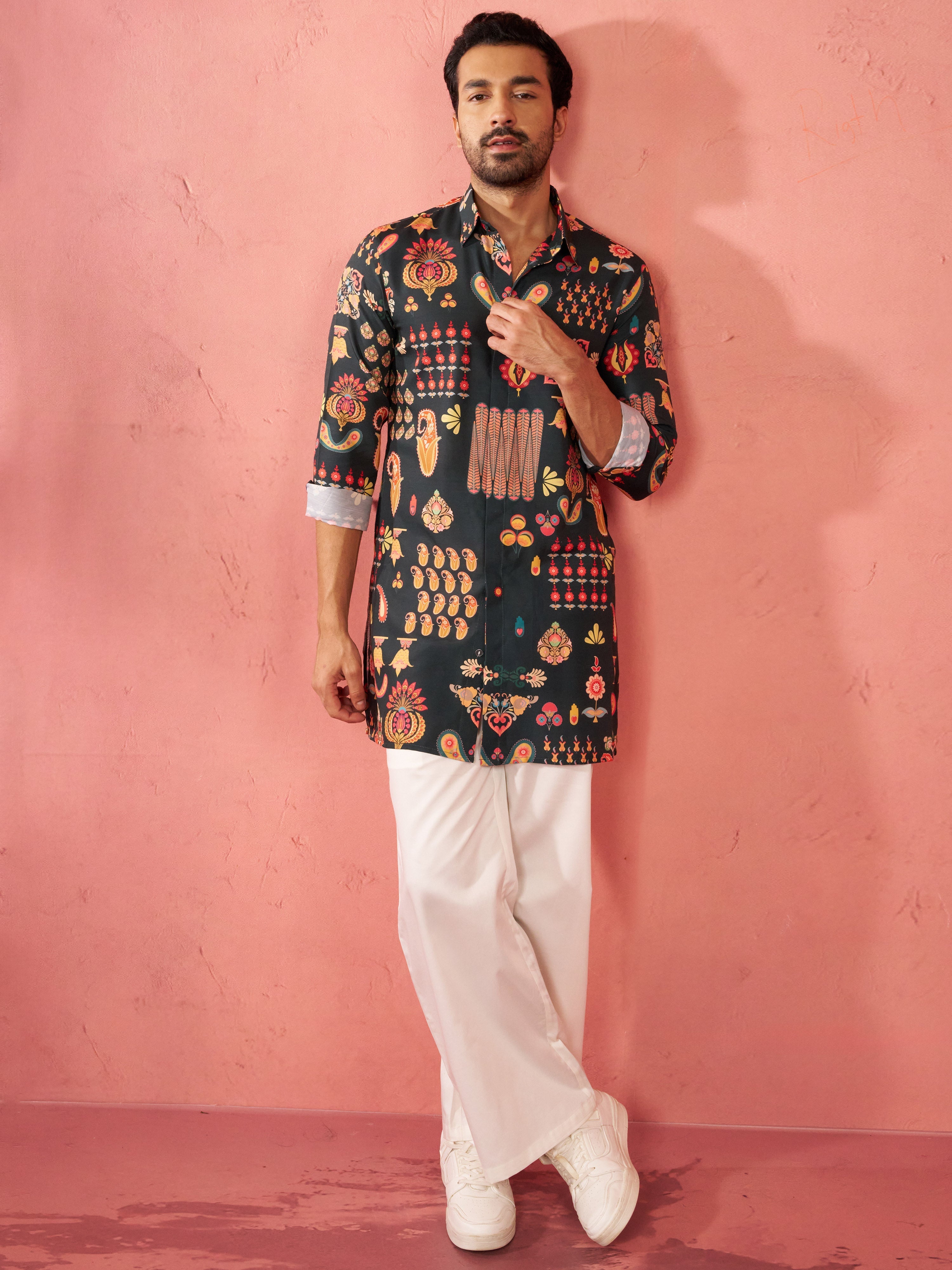 Men's Bottle Green Rayon Kurta