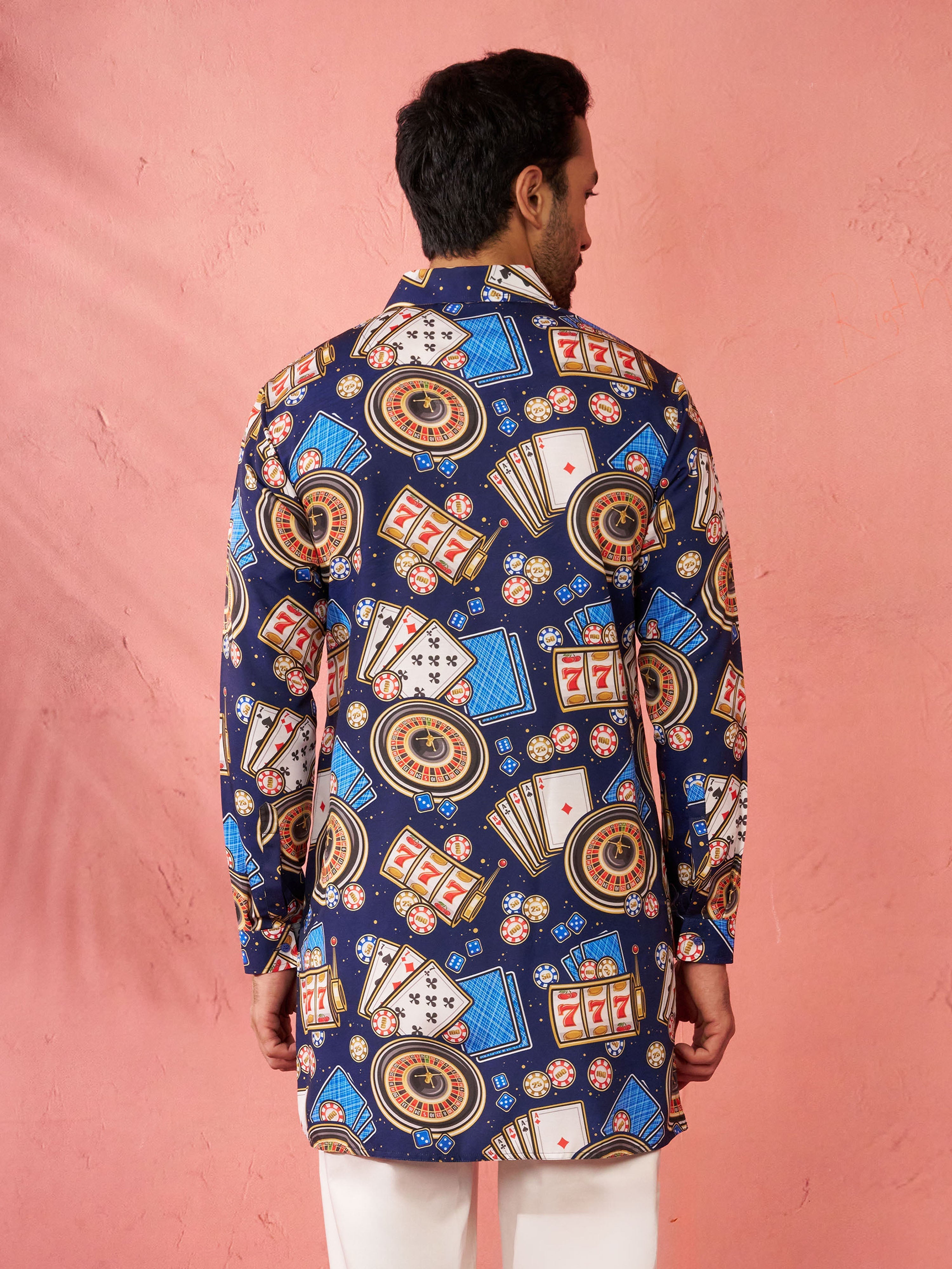 Men's Blue Rayon Kurta