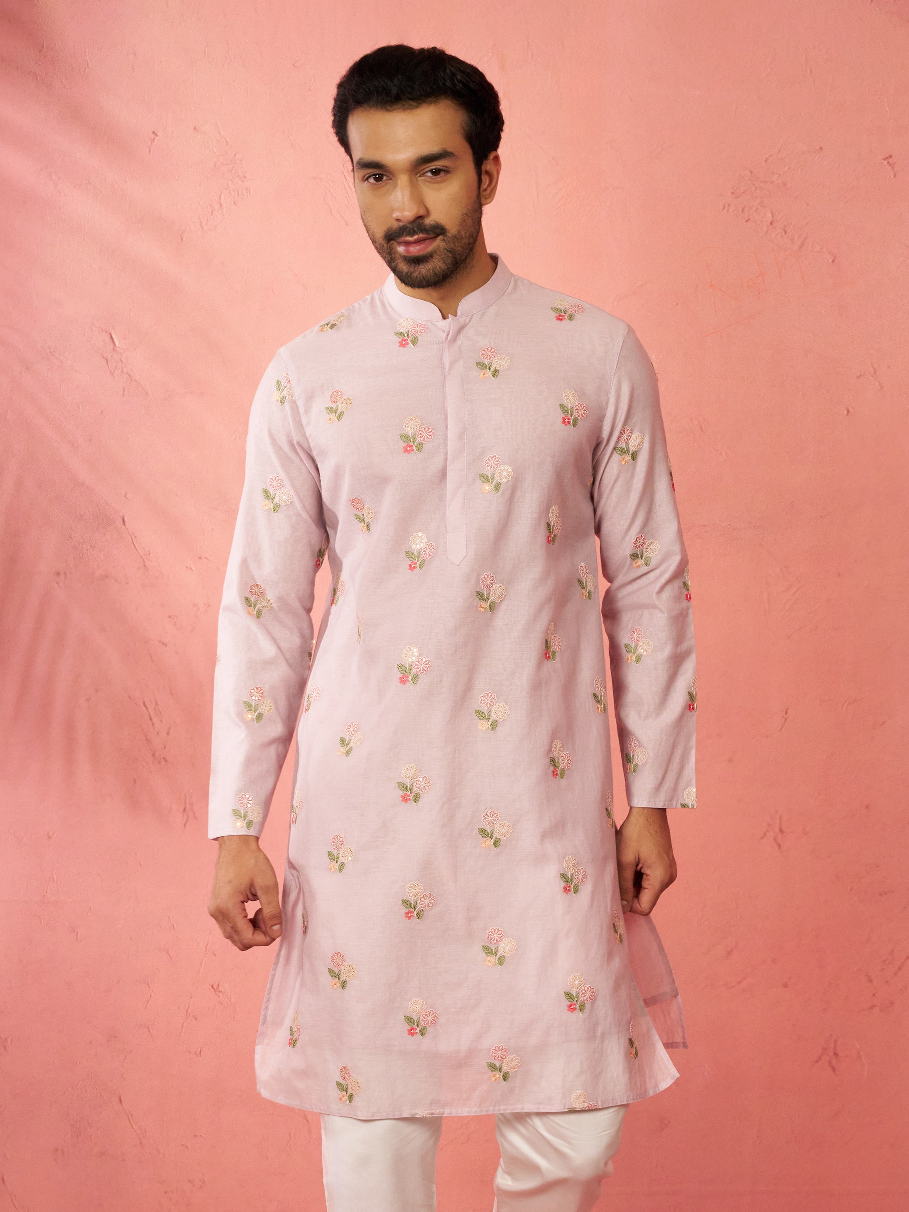 Men's Lavender Cotton Muslin Kurta