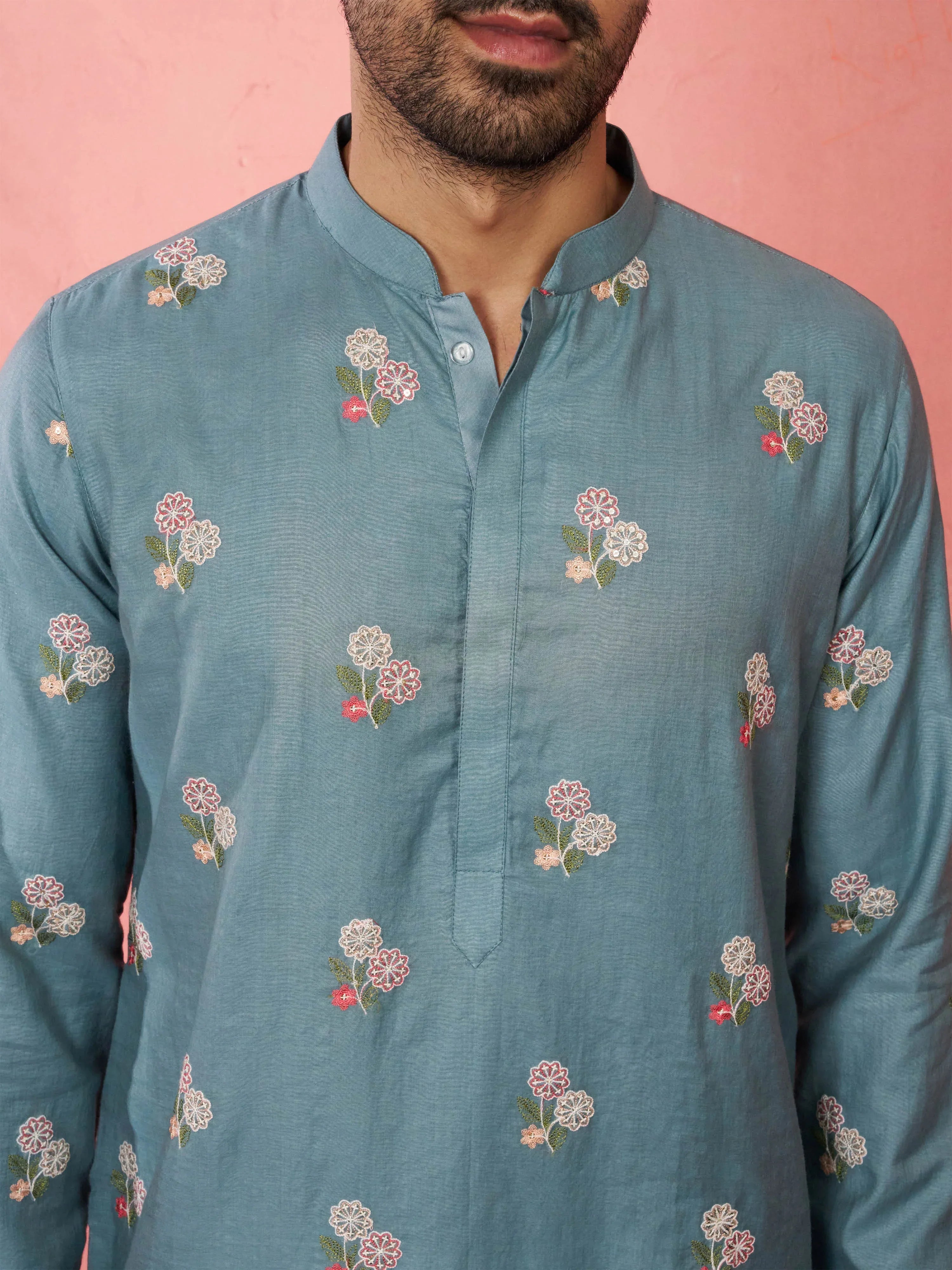 Men's Sage Green Cotton Muslin Kurta