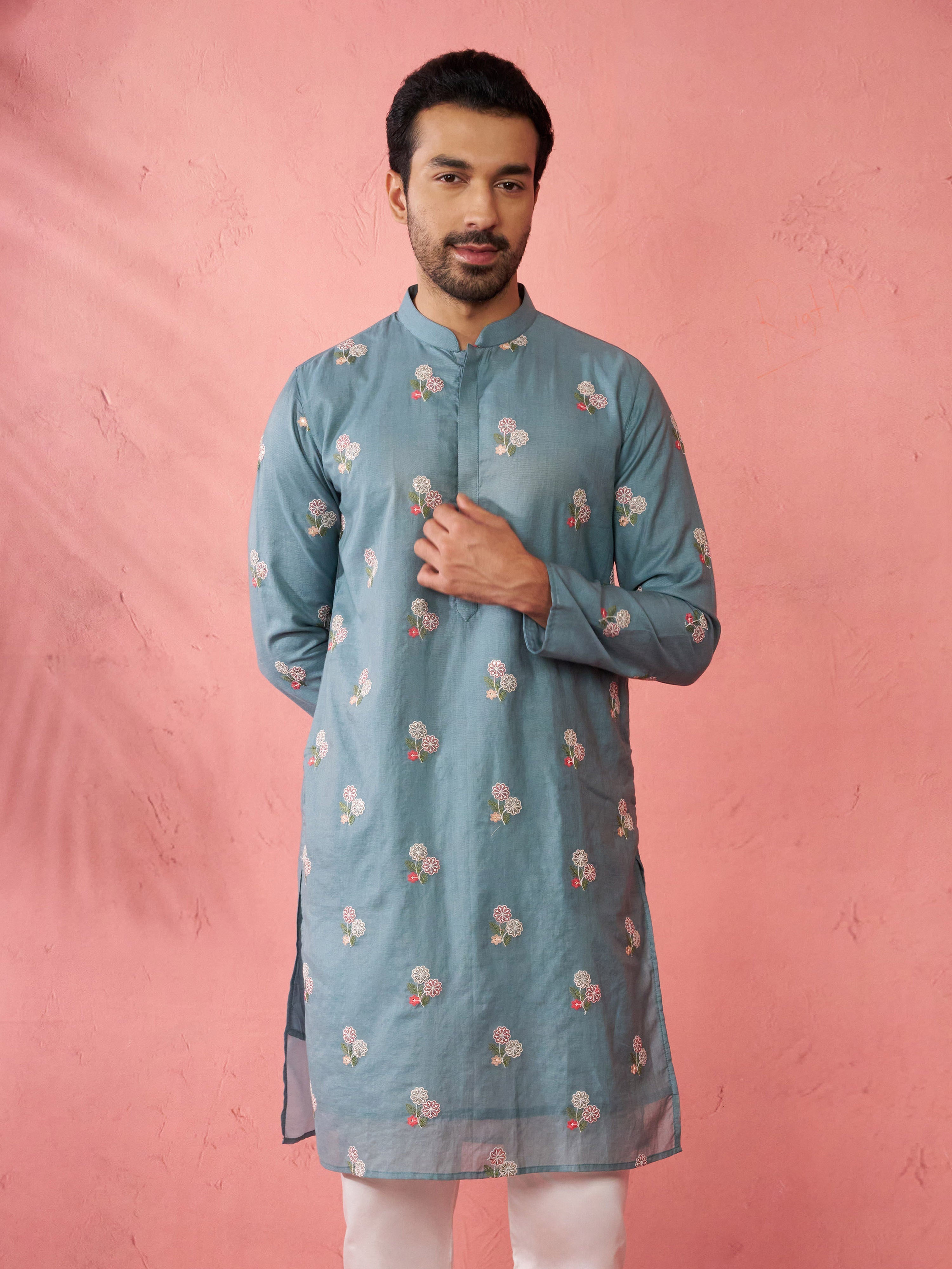 Men's Sage Green Cotton Muslin Kurta