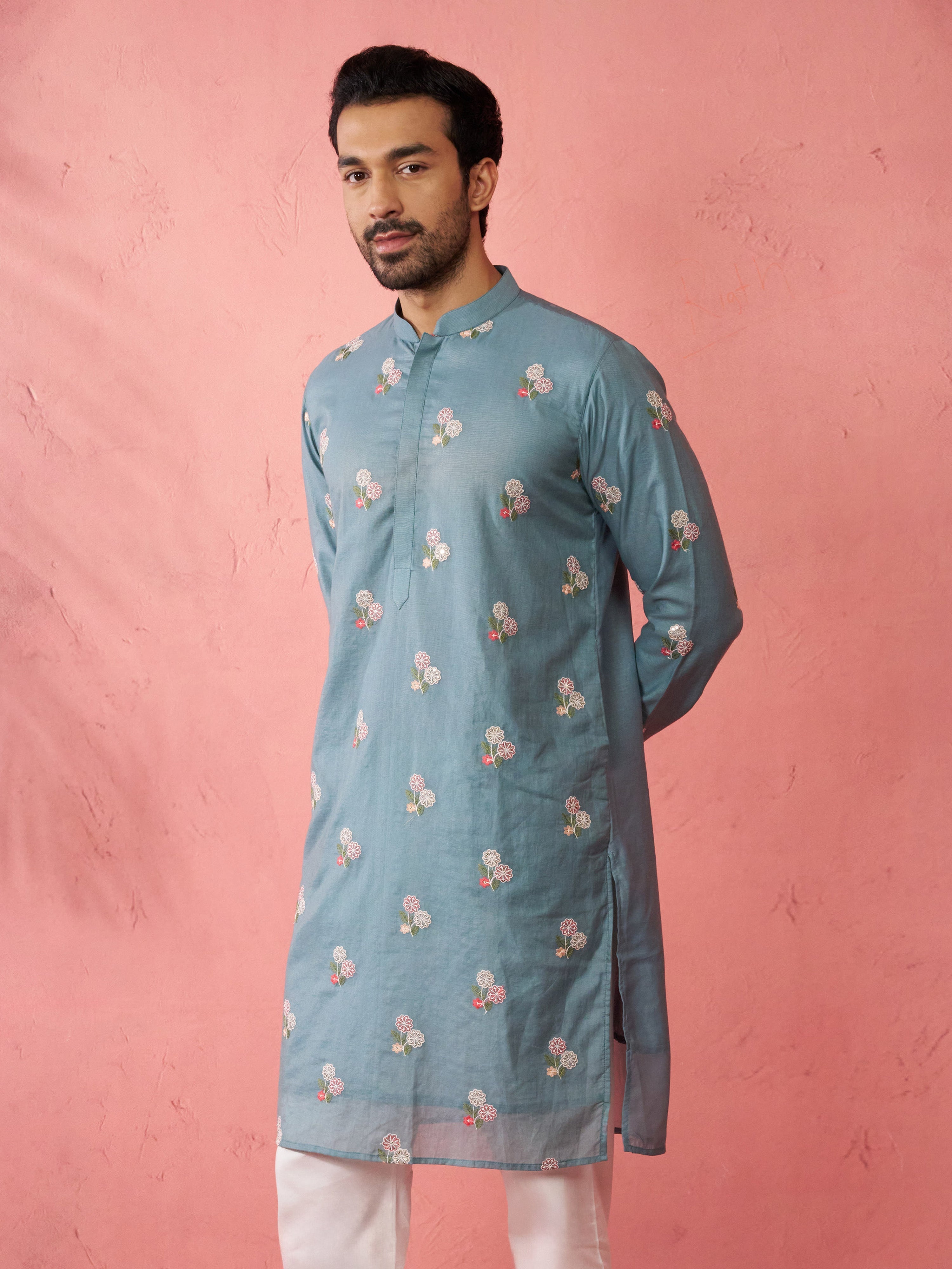 Men's Sage Green Cotton Muslin Kurta