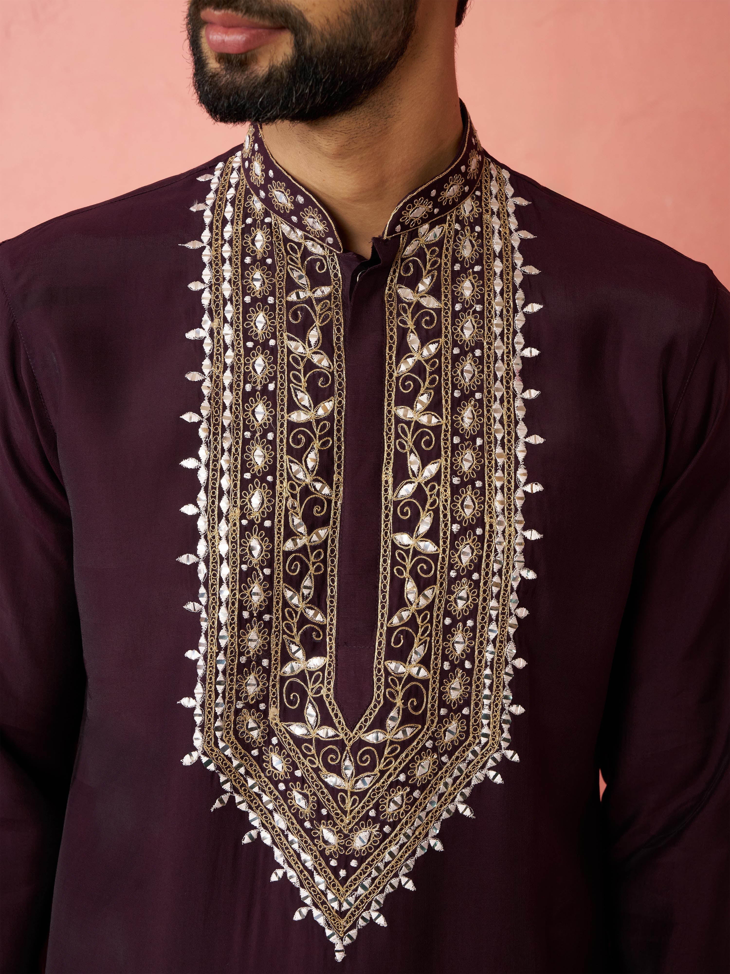 Men's Purple Modal Chanderi Kurta
