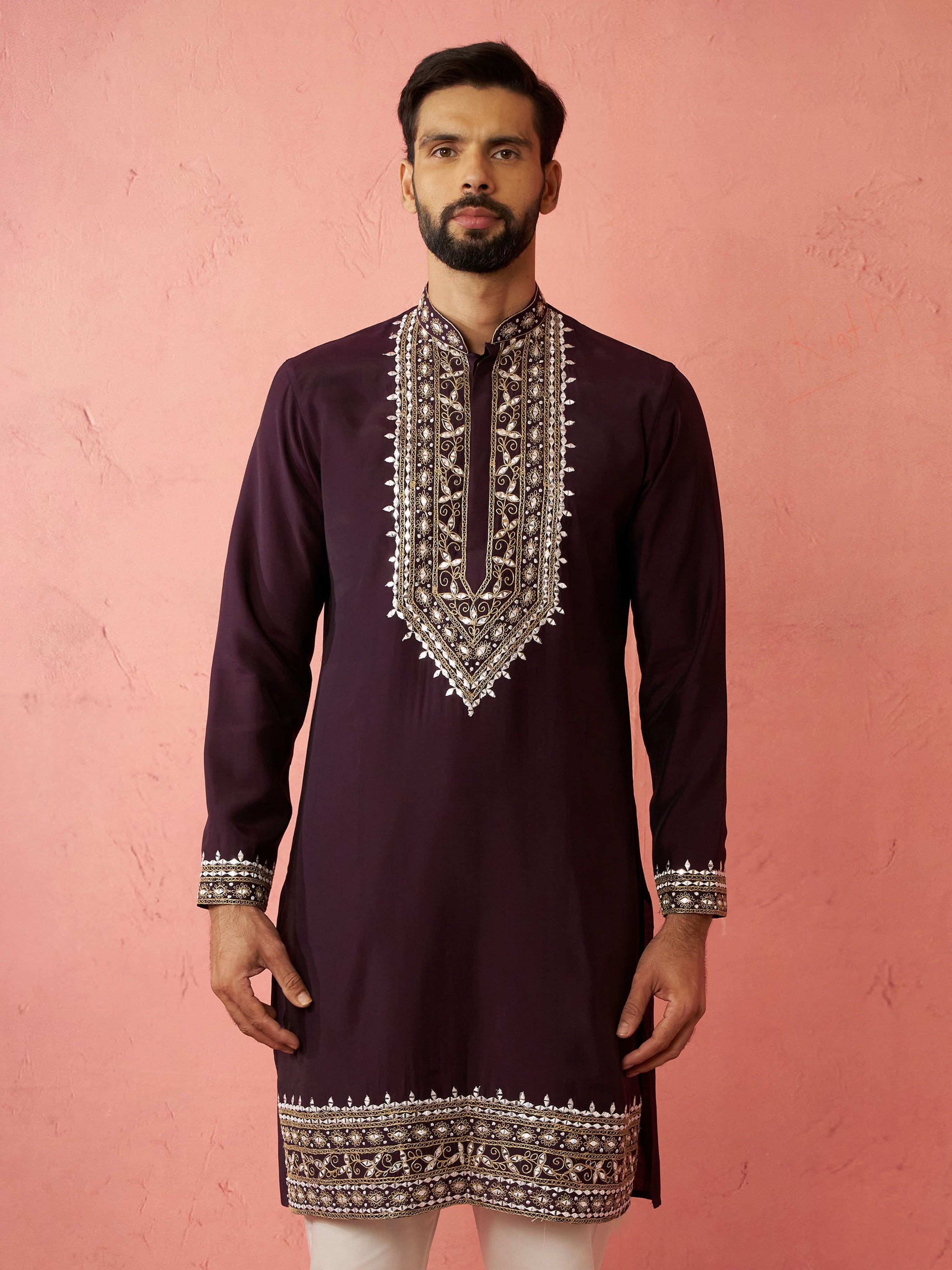 Men's Purple Modal Chanderi Kurta
