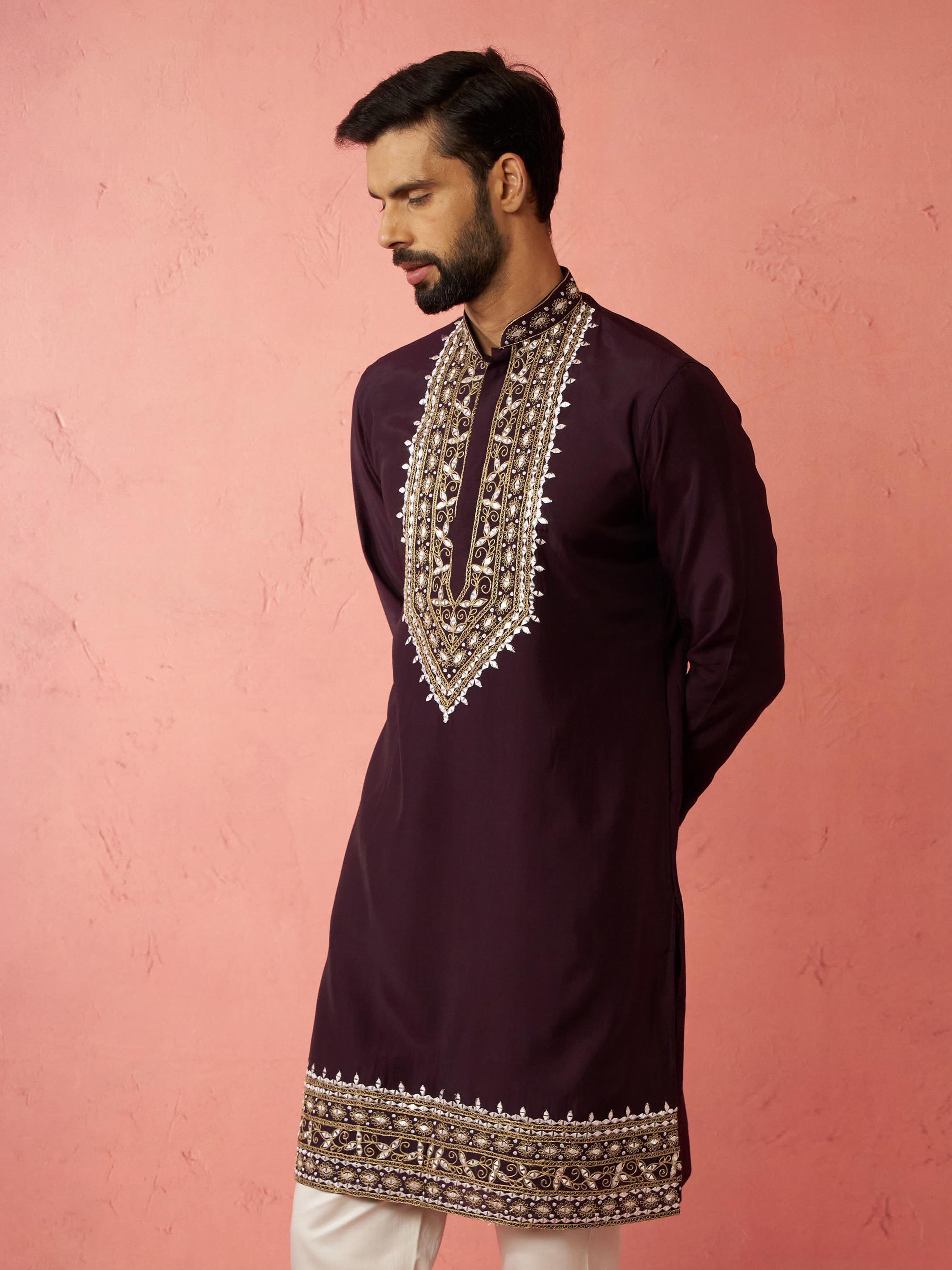 Men's Purple Modal Chanderi Kurta