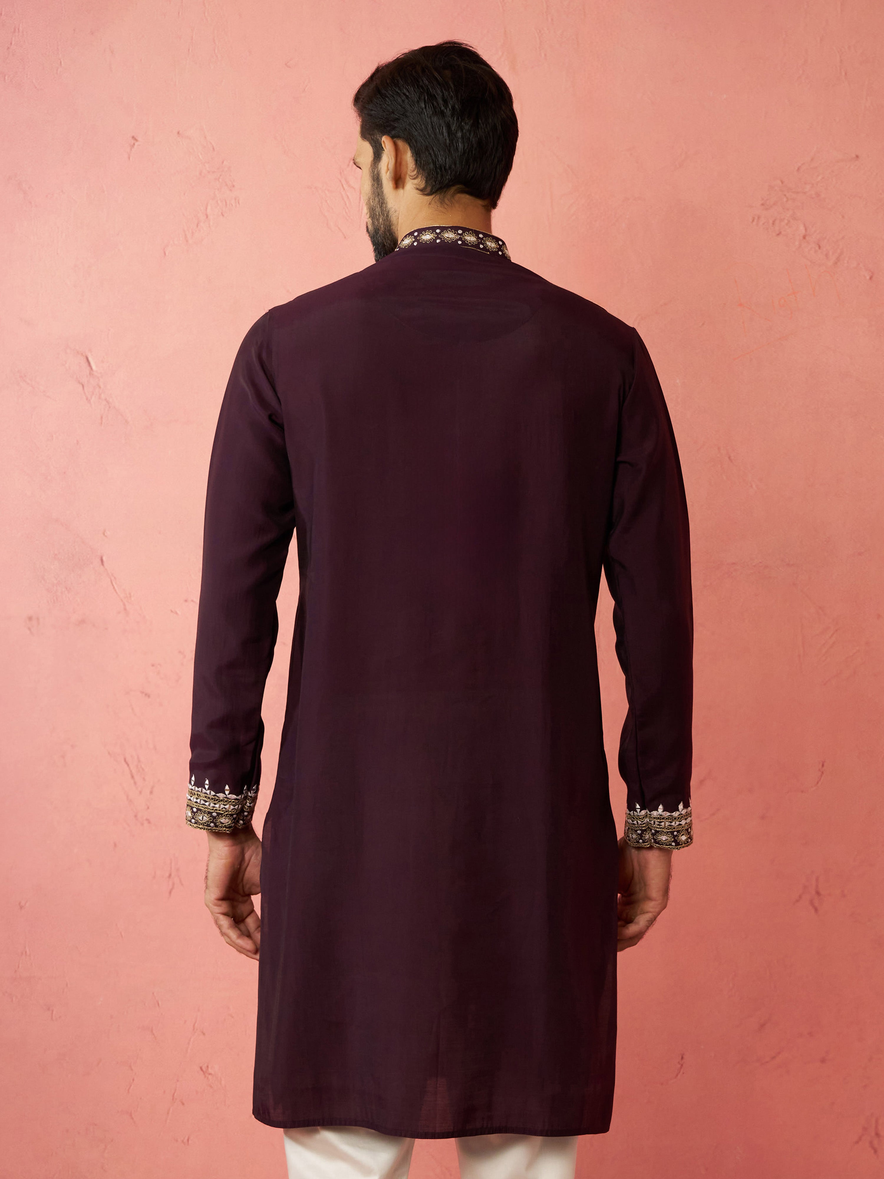 Men's Purple Modal Chanderi Kurta