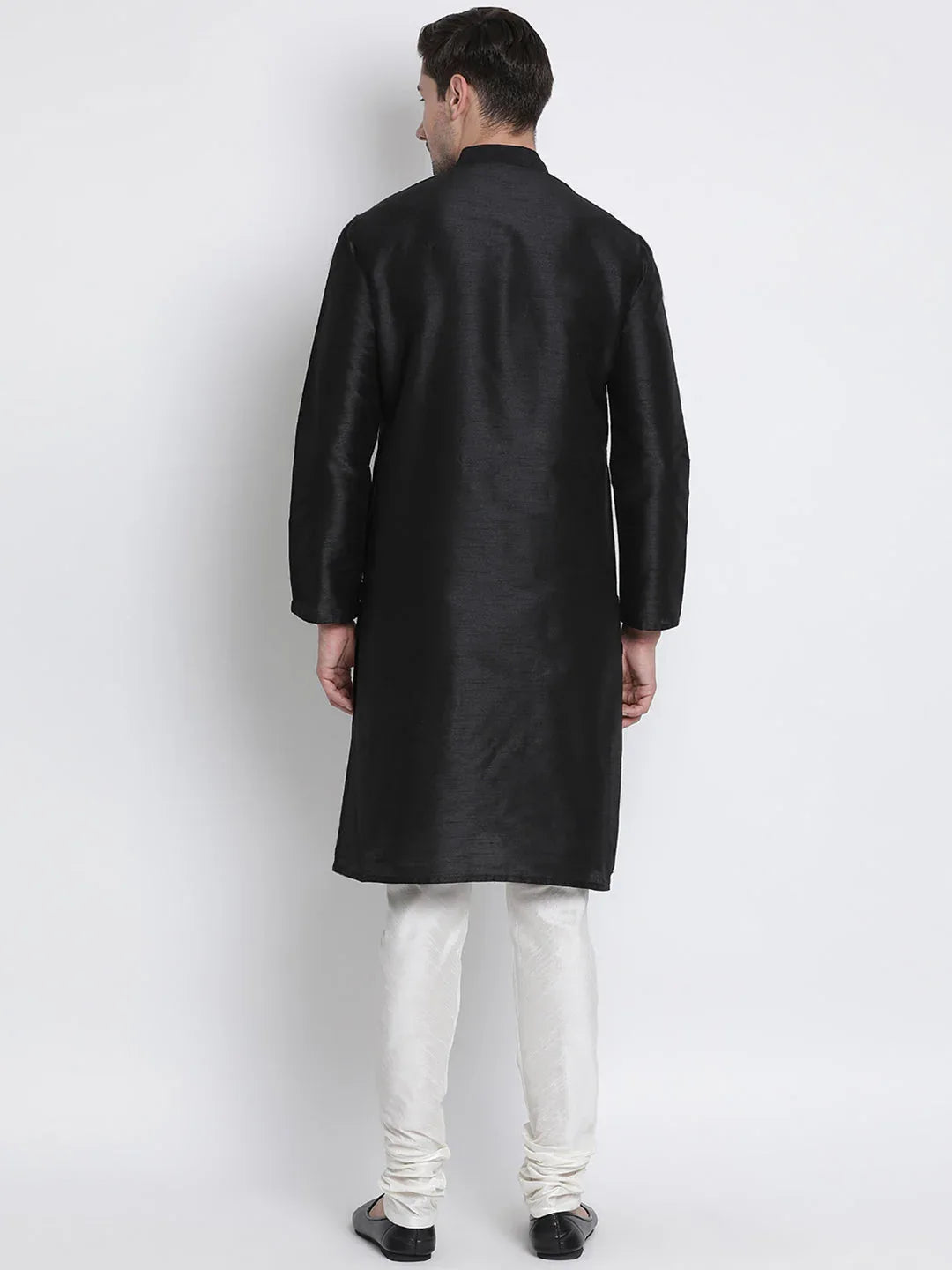 Men's Black Cotton Silk Blend Kurta and Pyjama Set