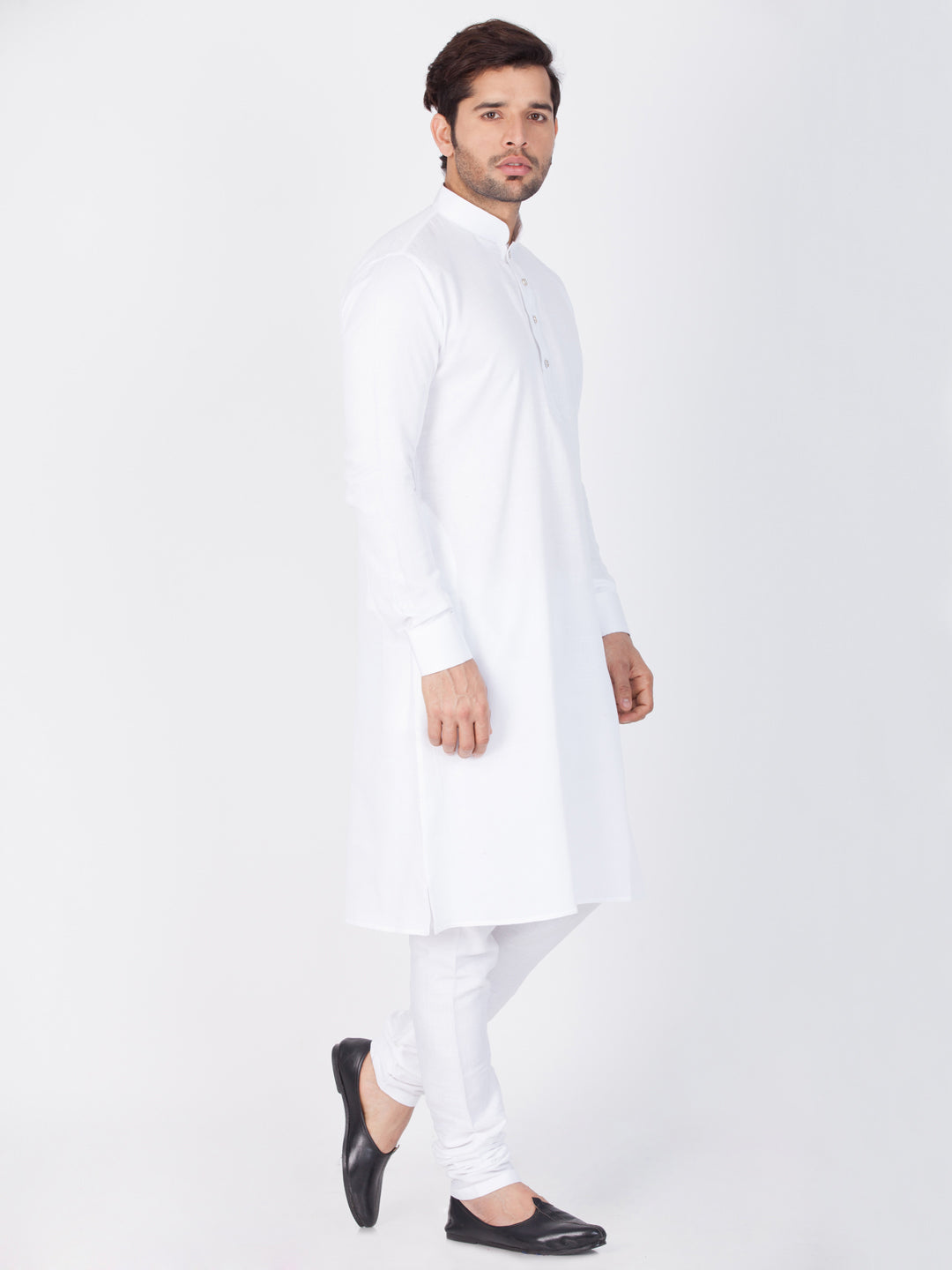 Men's White Cotton Kurta and Pyjama Set