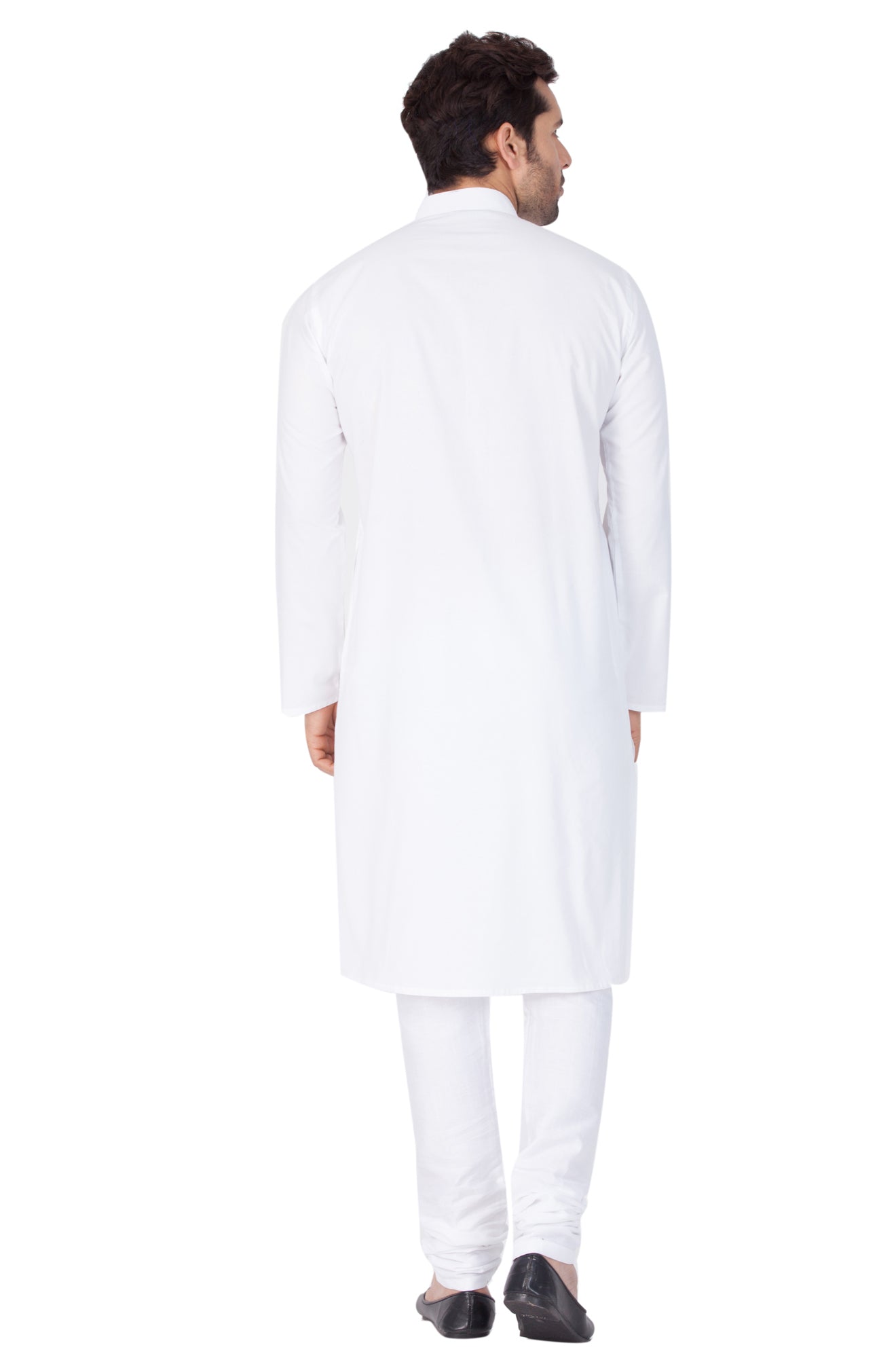VASTRAMAY Men's White Cotton Blend Kurta Pyjama Set