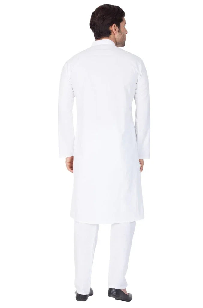 Men's White Cotton Kurta and Pyjama Set