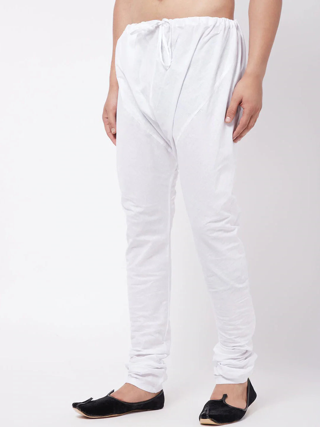 Men White Solid Pure Cotton Relaxed-Fit Pyjama