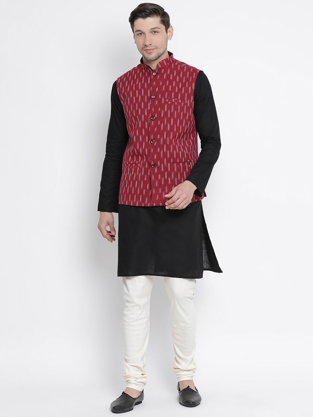 Men's White Cotton Silk Blend Churidar