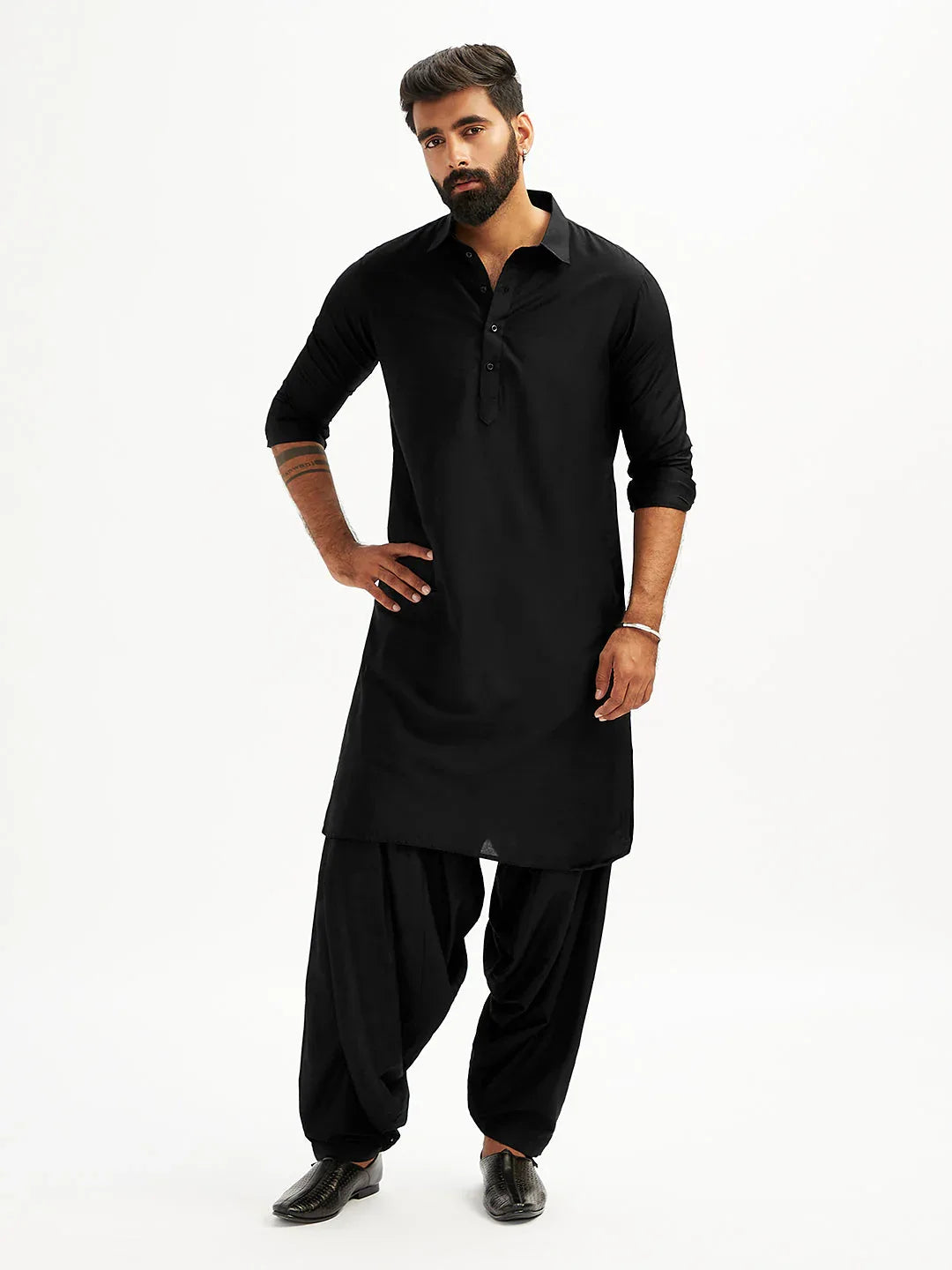 Men’s Solid Pathani Kurta and Patiala Pyjama Set
