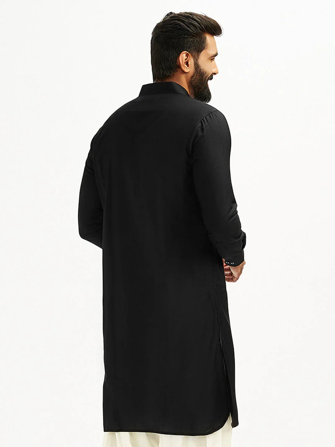 Men's Black And White Viscose Pathani