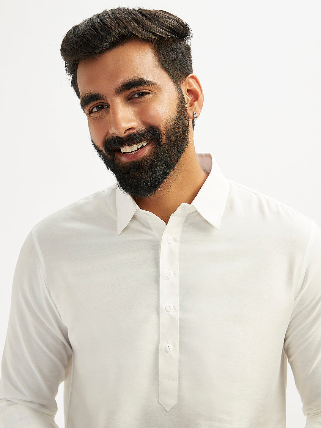 Men's White And Black Viscose Pathani Kurta Set