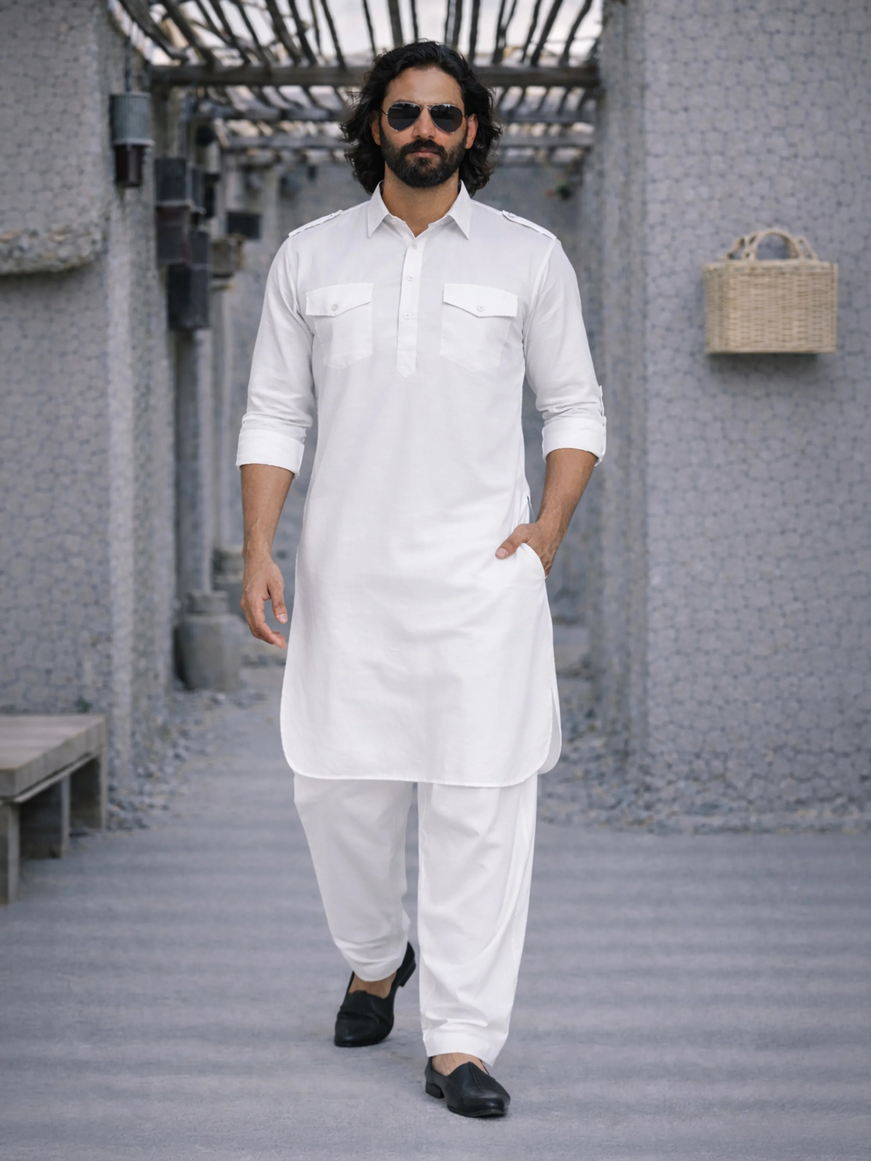 Men's White Pathani Suit Set