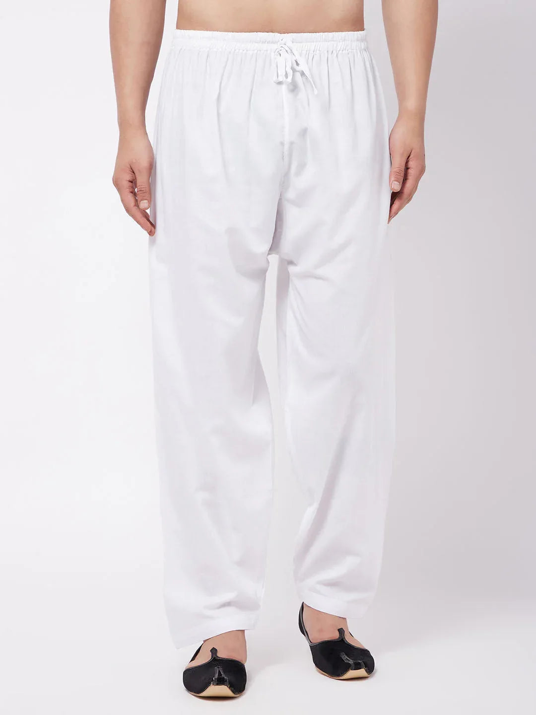 Men's White Cotton Blend Salwar