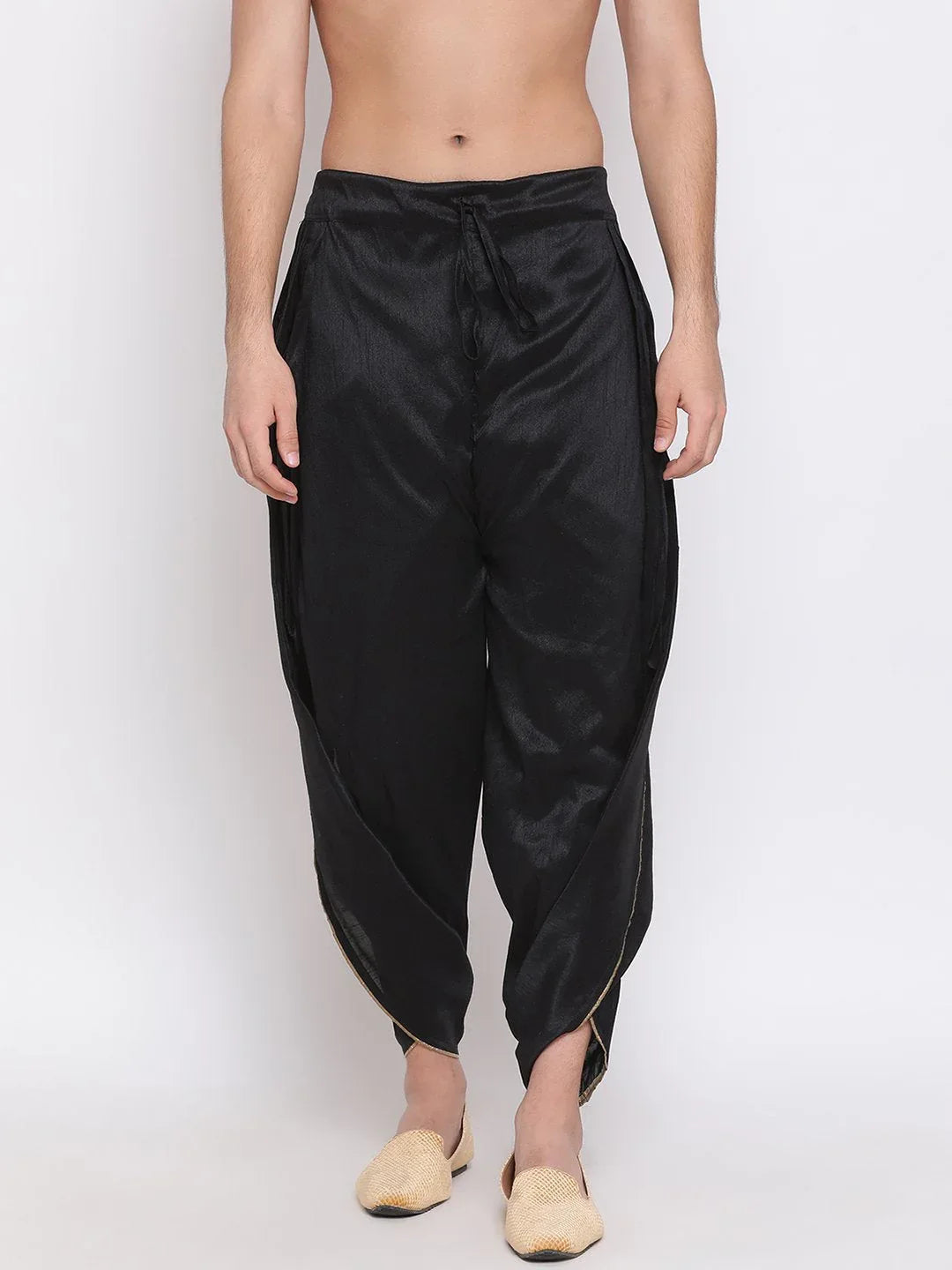 Men's Black Silk Blend Dhoti Pant