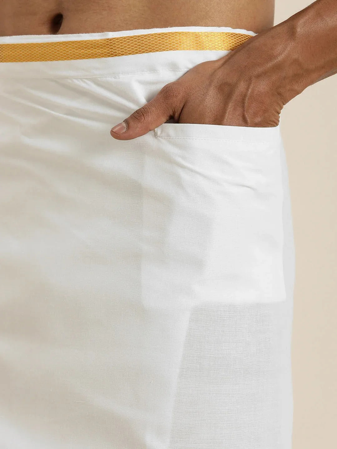 Men's White Cotton Shirt And Mundu Set