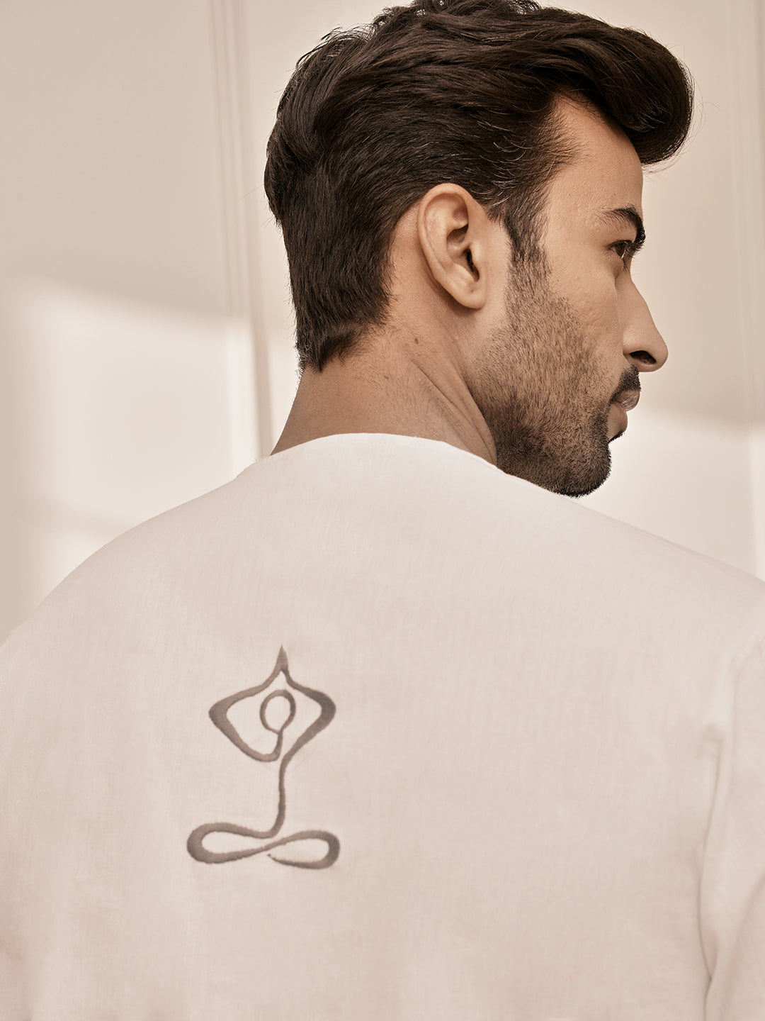 Men White Cotton Flex Yoga Kurta