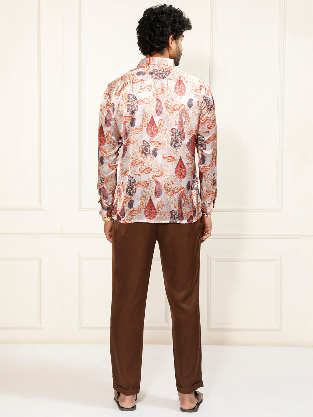 Men's Multi-Color Silk Blend Printed Shirt