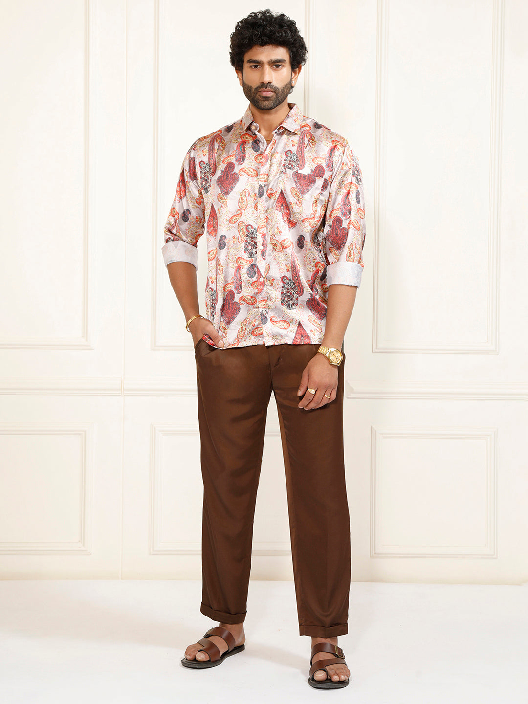 Men's Multi-Color Silk Blend Printed Shirt