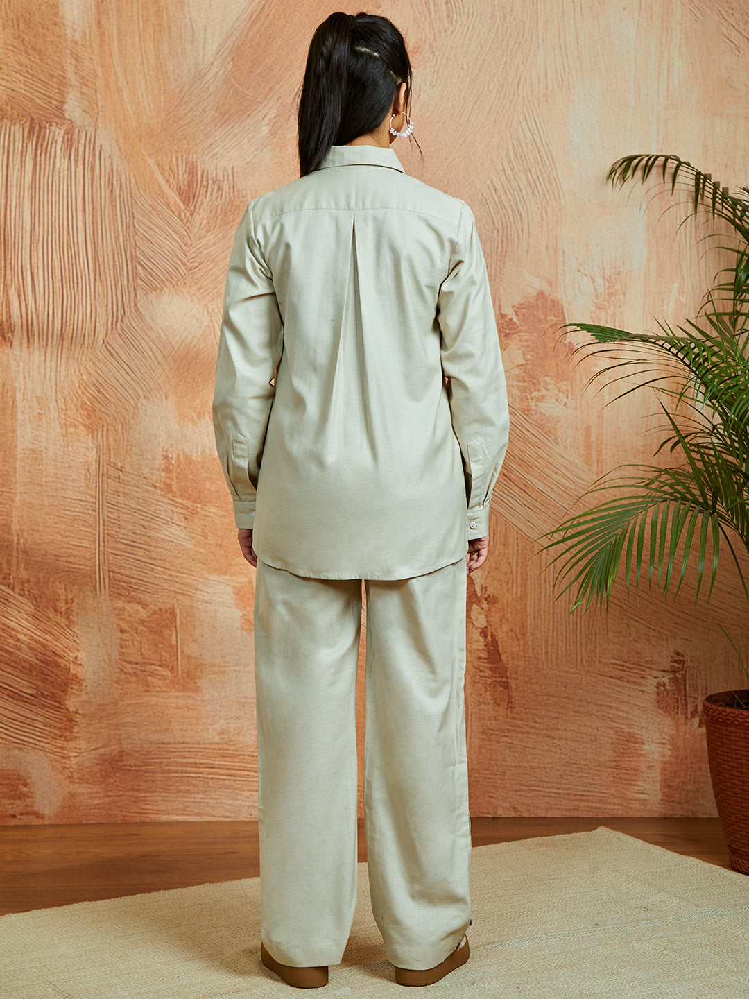 Women's Cream Co Ords Set - qivii