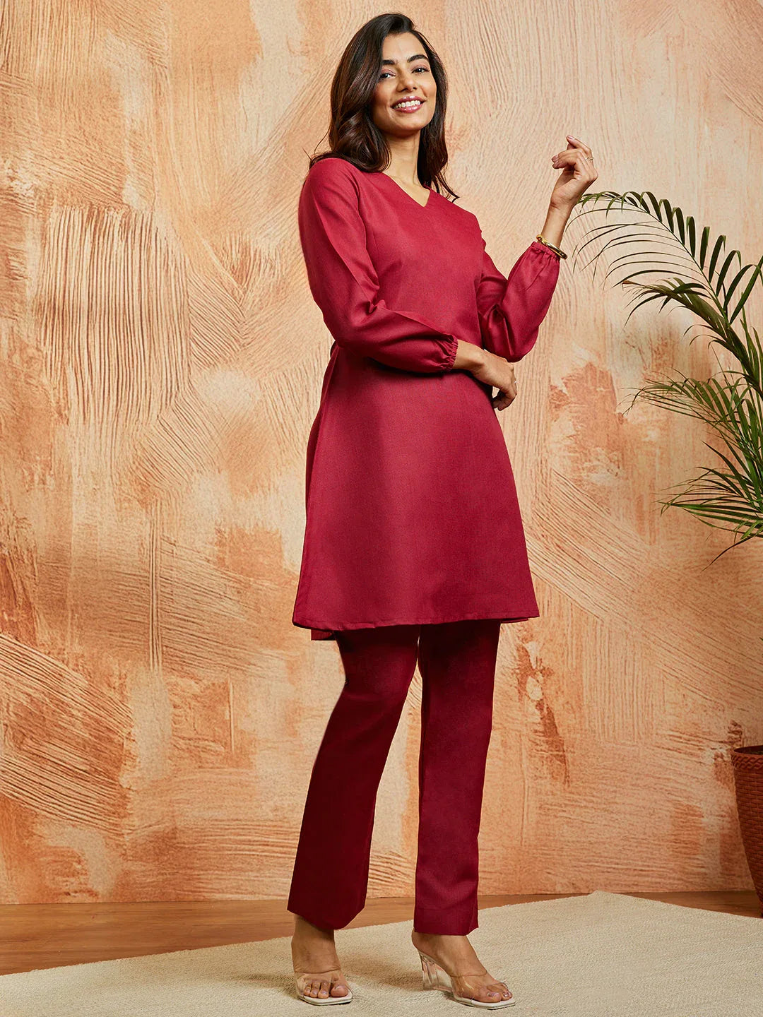 Women's Maroon Co Ords Set