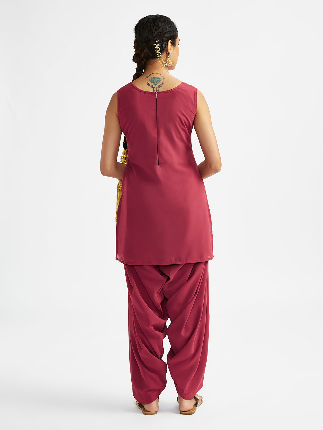 Women's Maroon Kurta Patiala Set